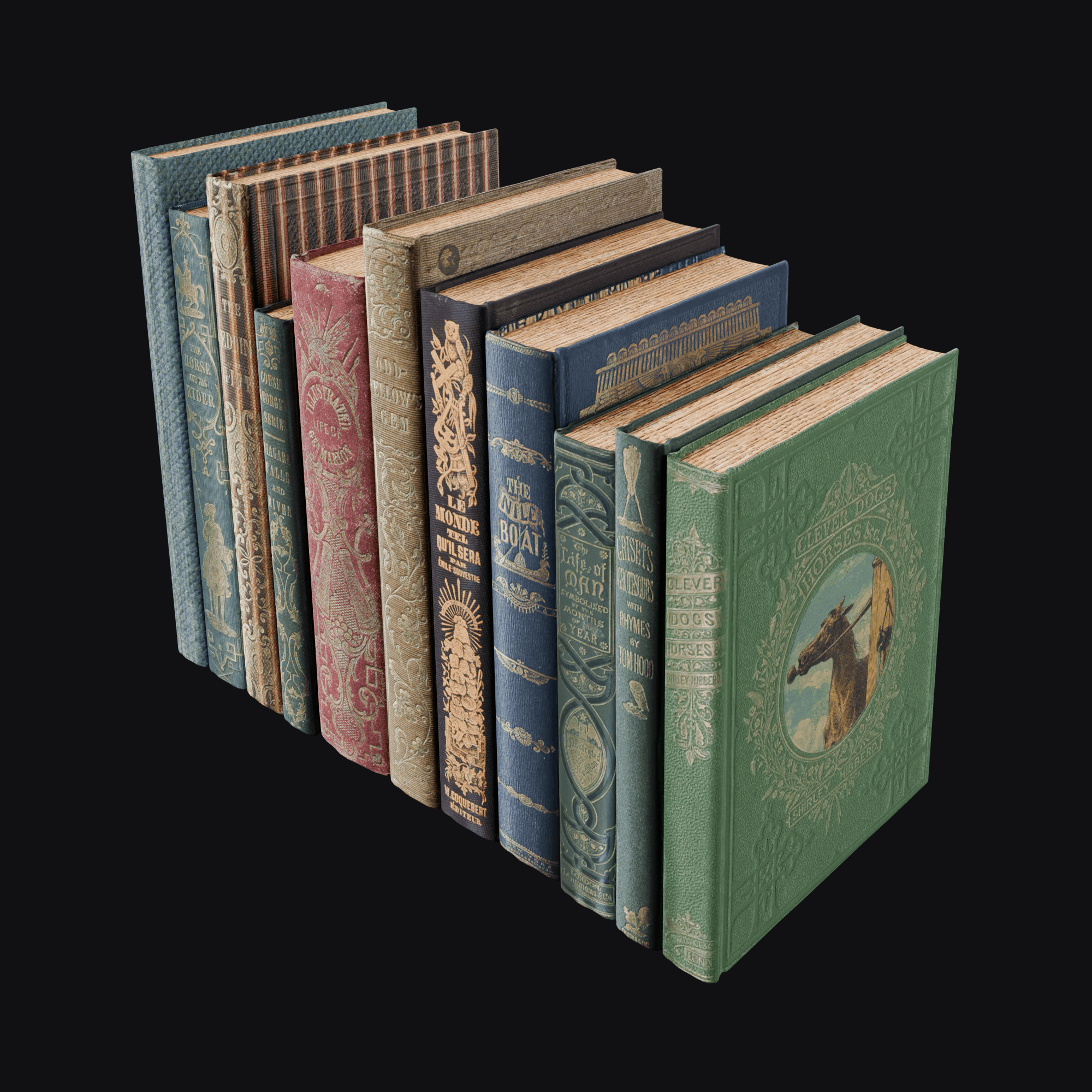 Books1800s, free Blender 3D model render