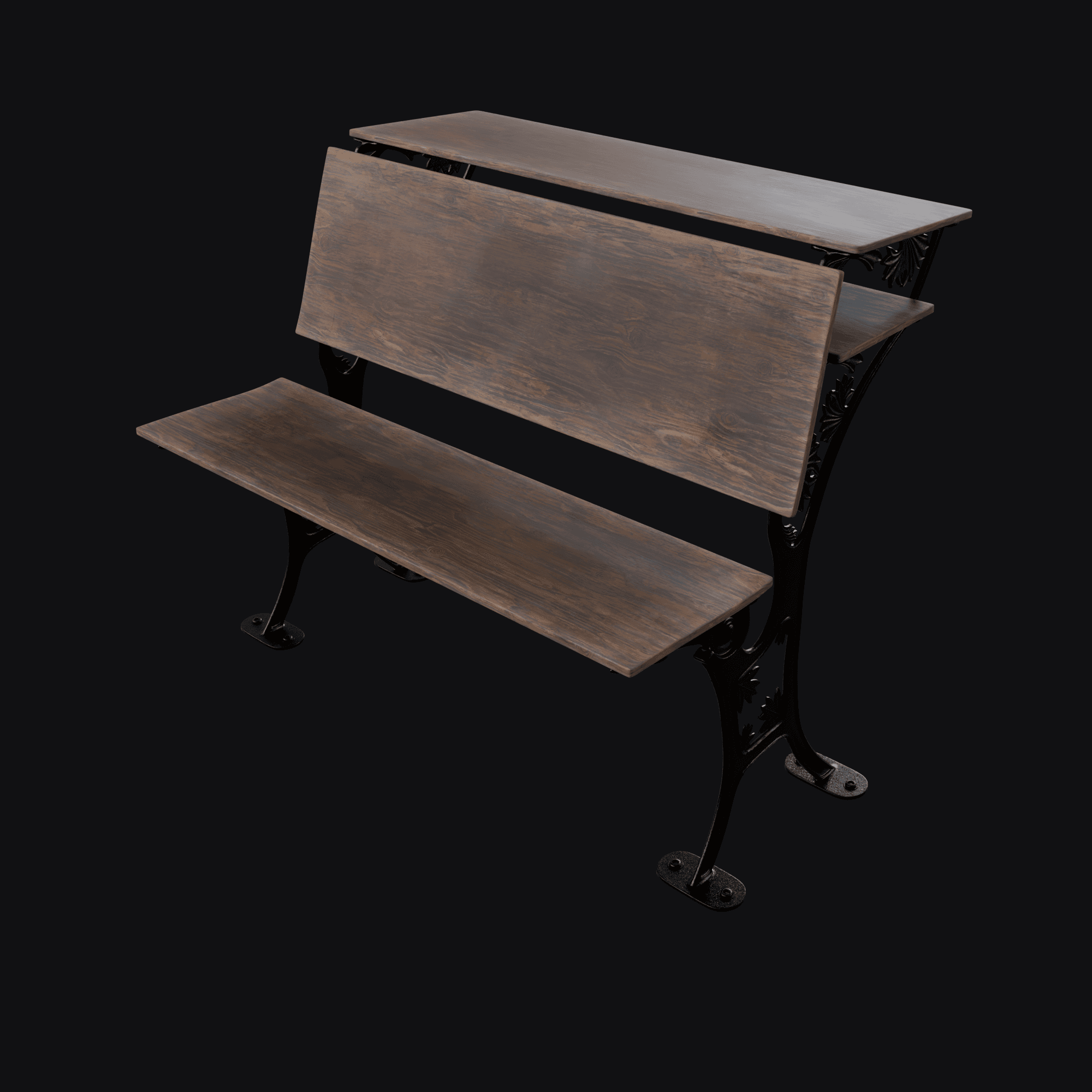 Classroom Desk1800s, free Blender 3D model render