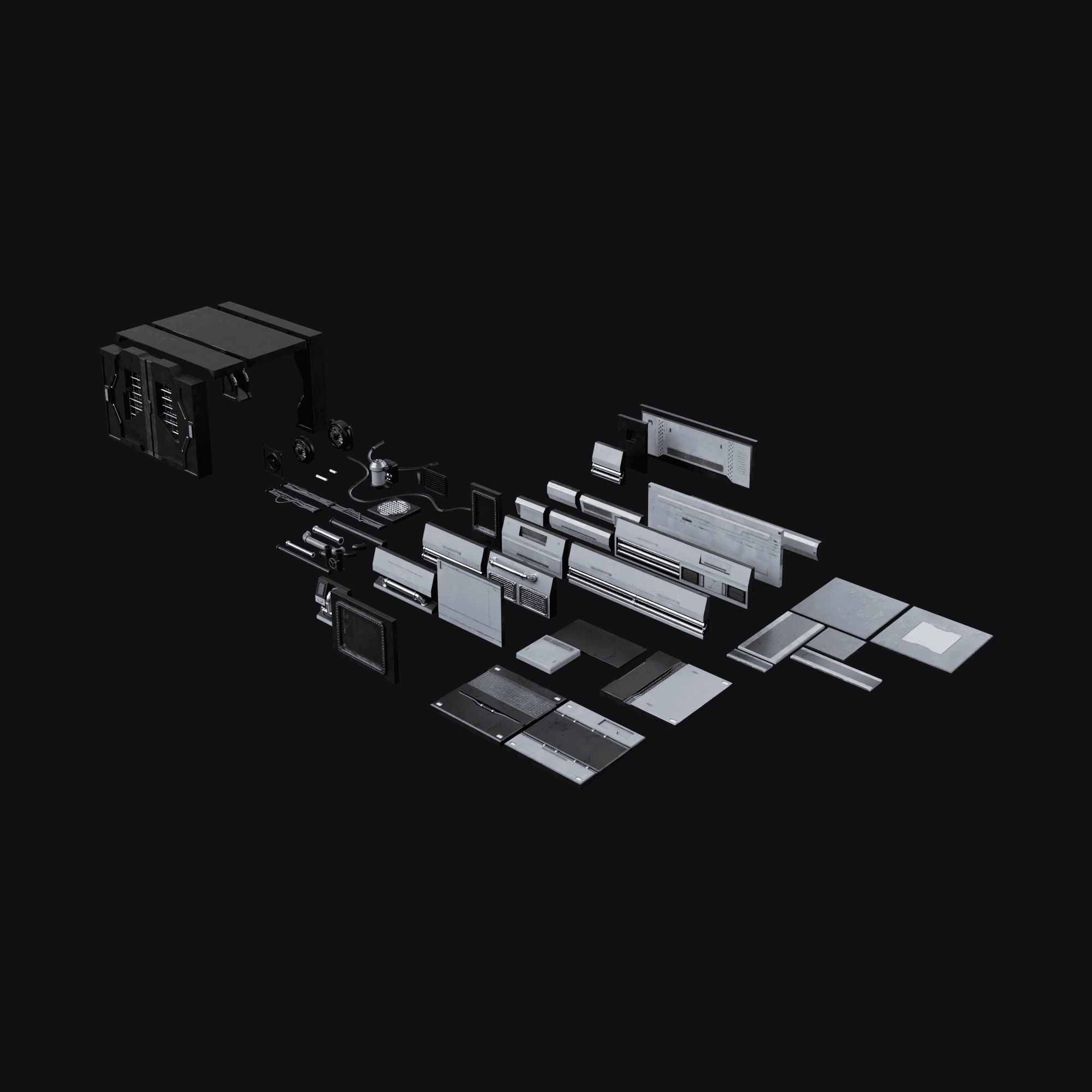 Modular Lunar Base, free Blender 3D model render