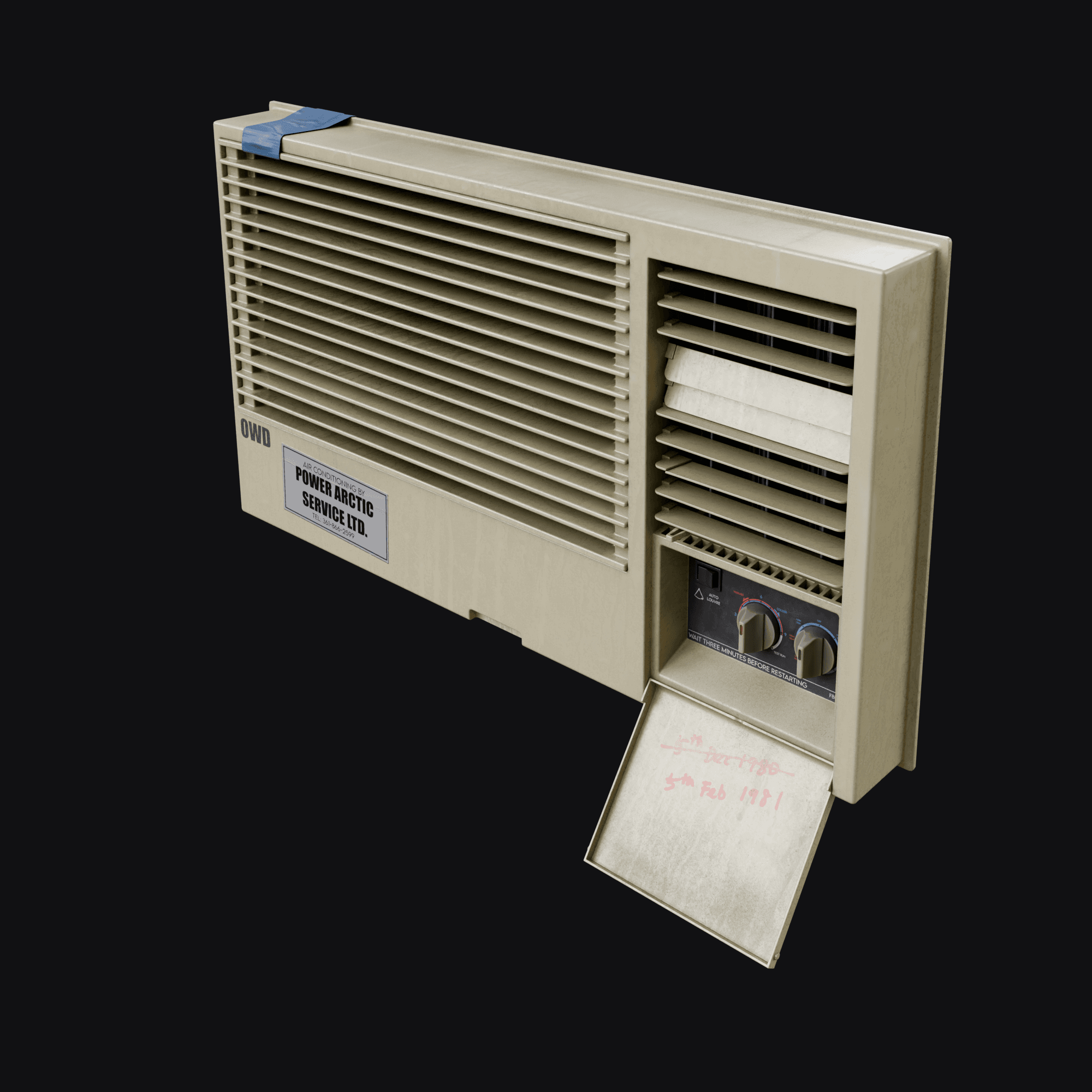 Motel Aircon Unit, free Blender 3D model render