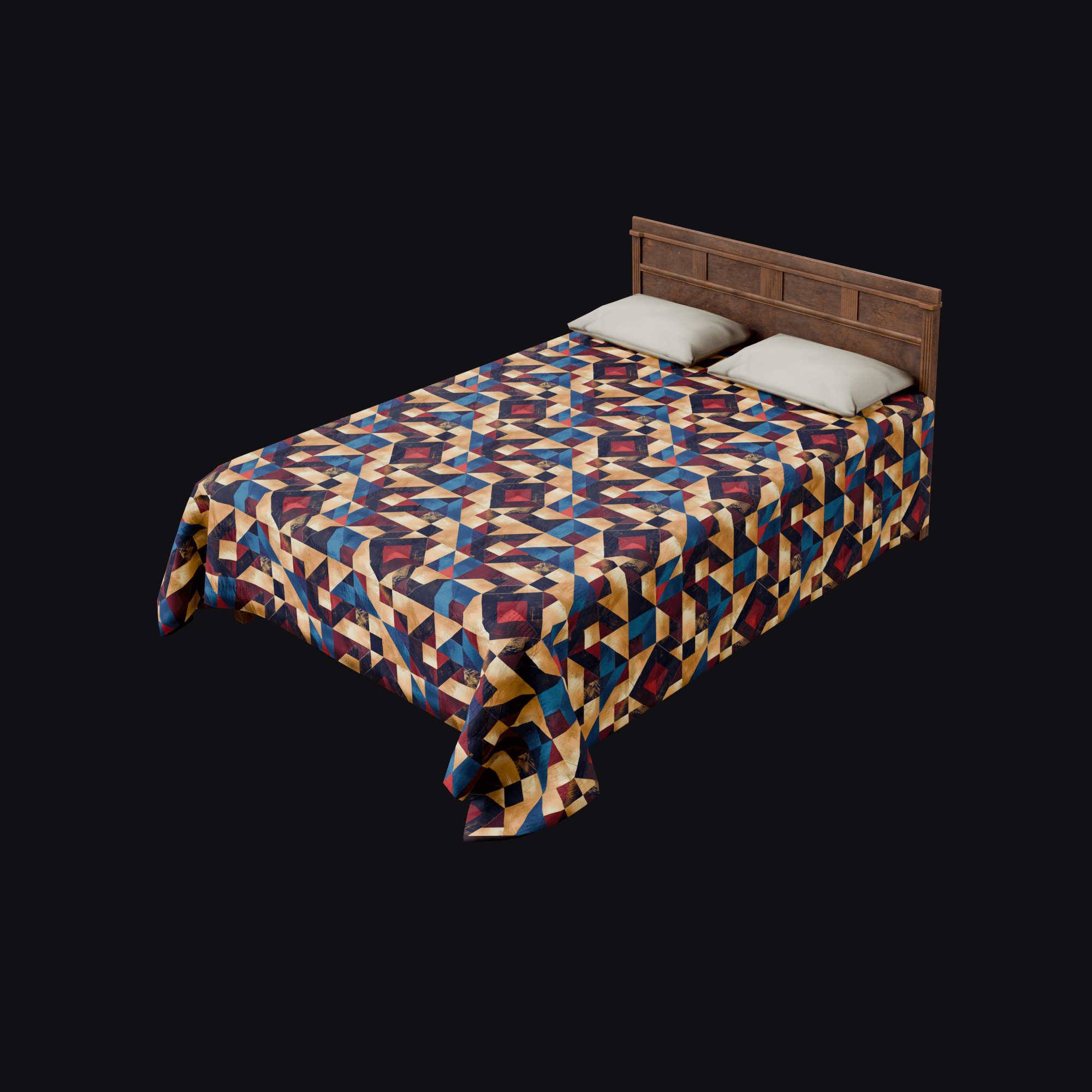 Motel Bed A, free Blender 3D model render