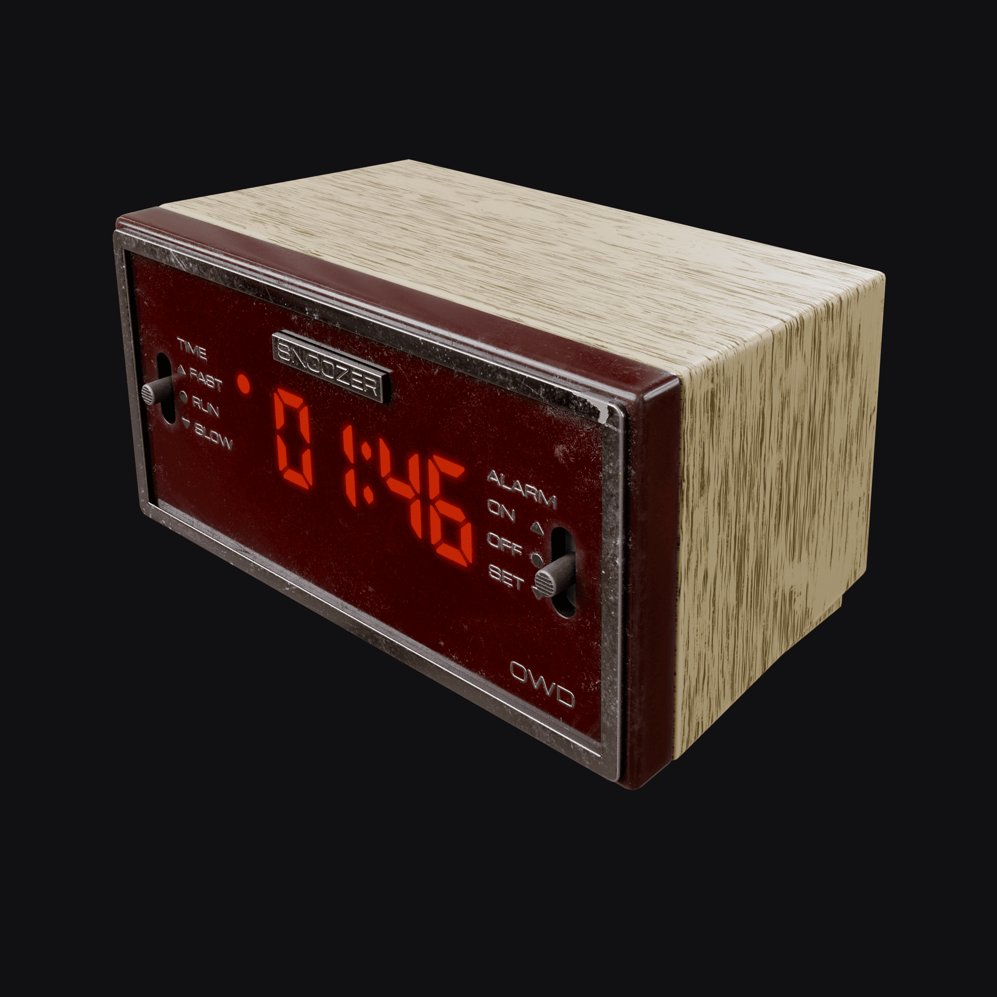 Motel Clock, free Blender 3D model render