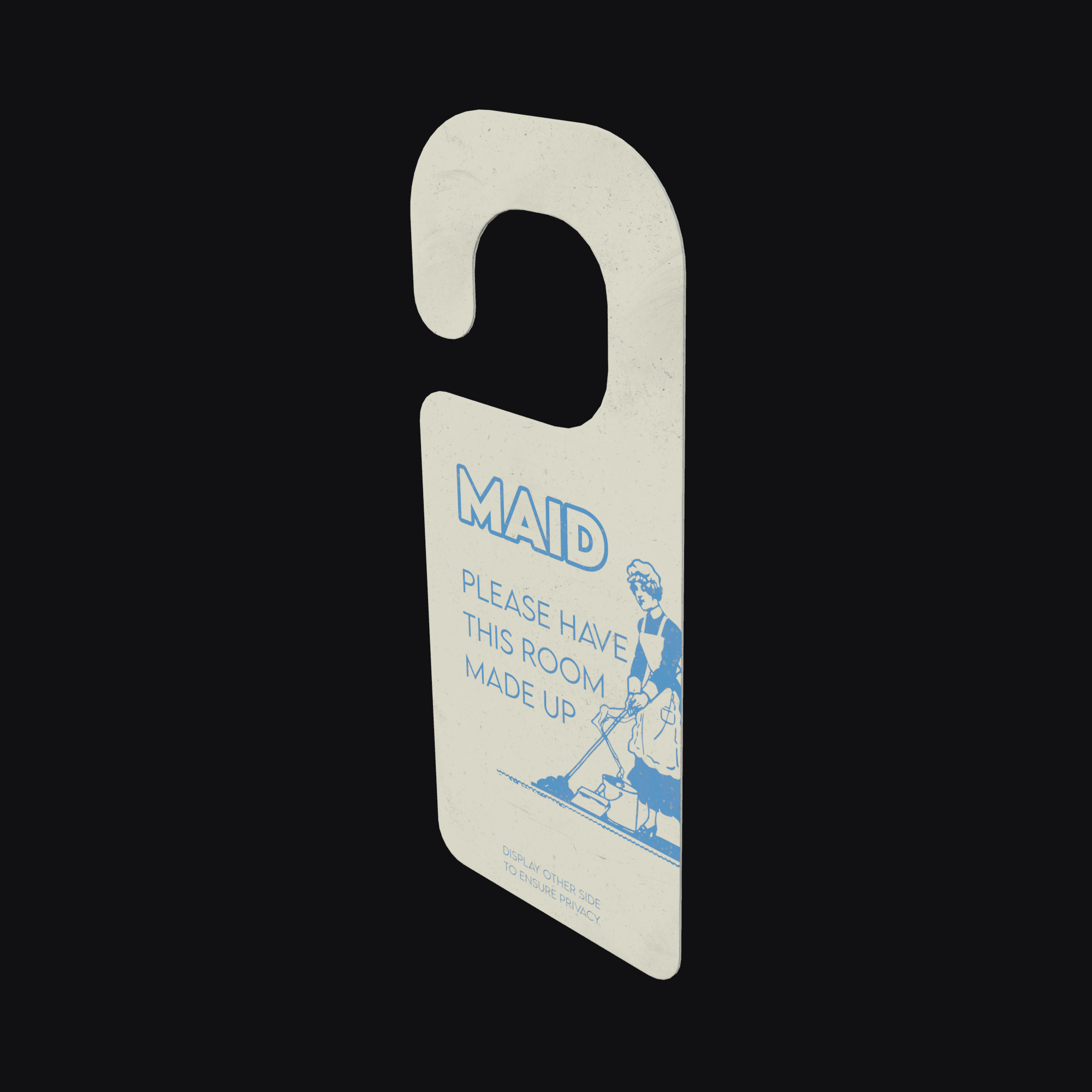 Motel Door Sign, free Blender 3D model render