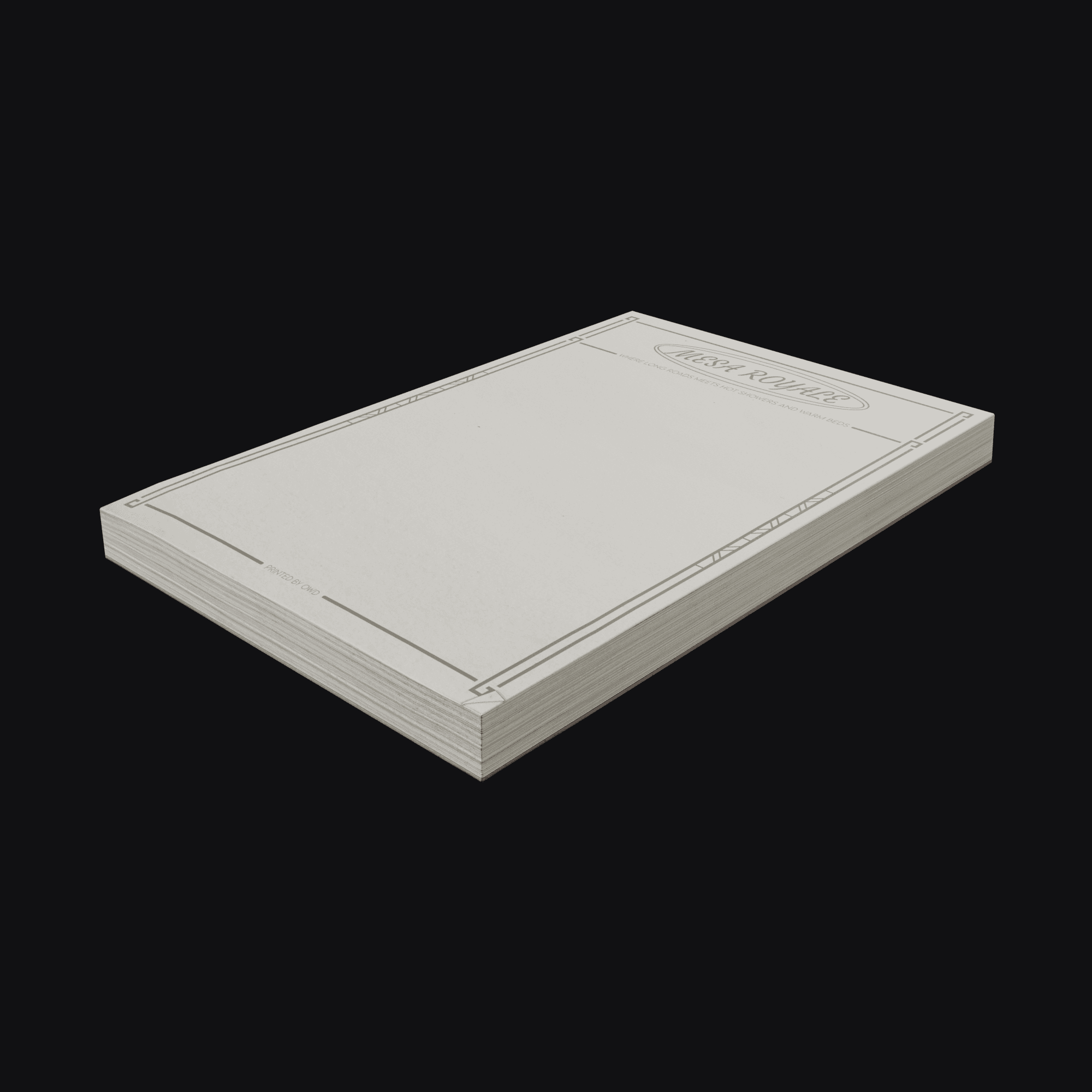 Motel Notepad, free Blender 3D model render