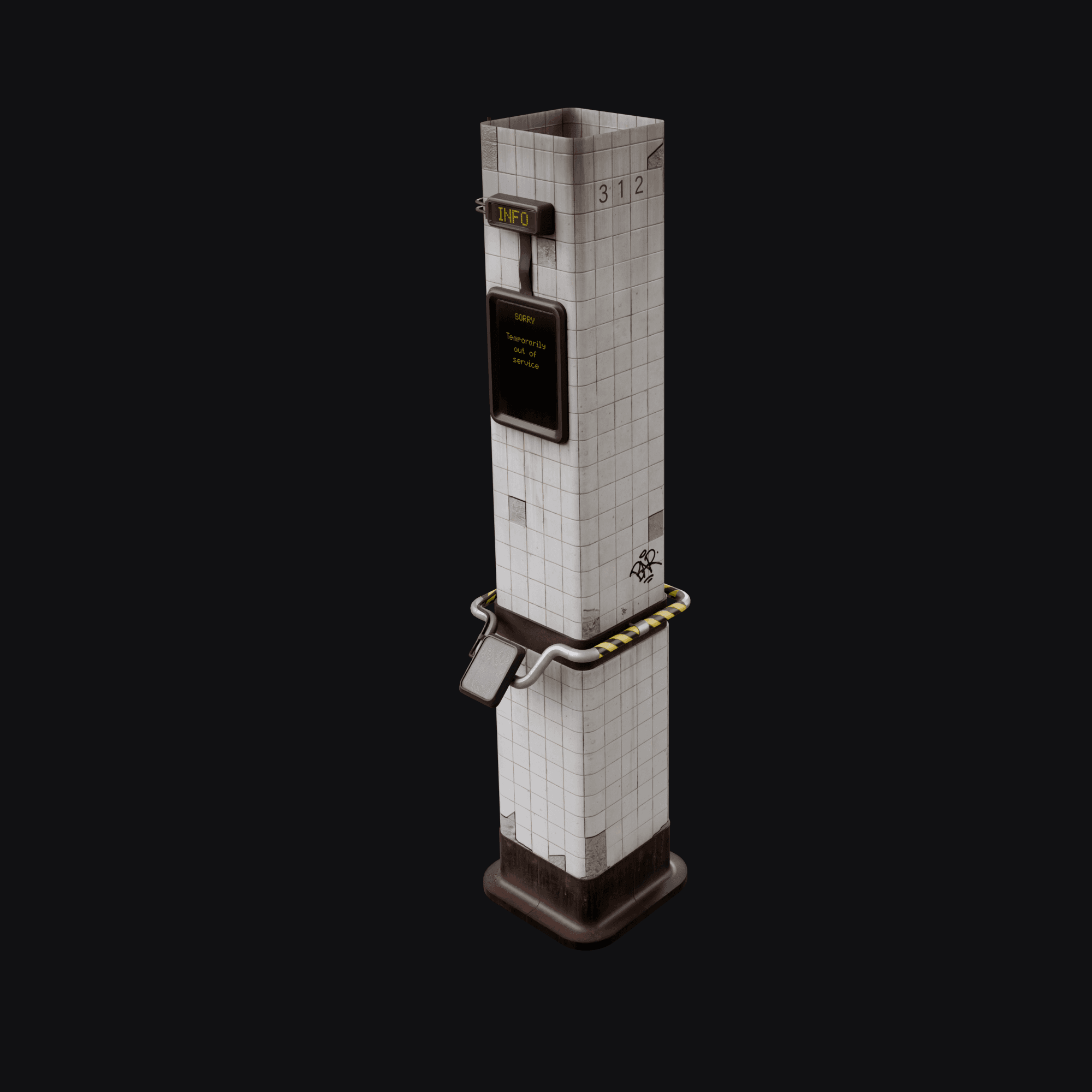 Subway Pillar, free Blender 3D model render