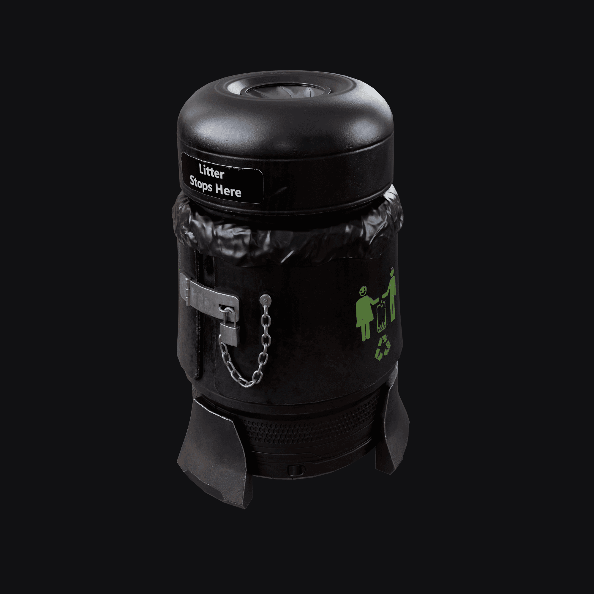 Subway Trash Can, free Blender 3D model render