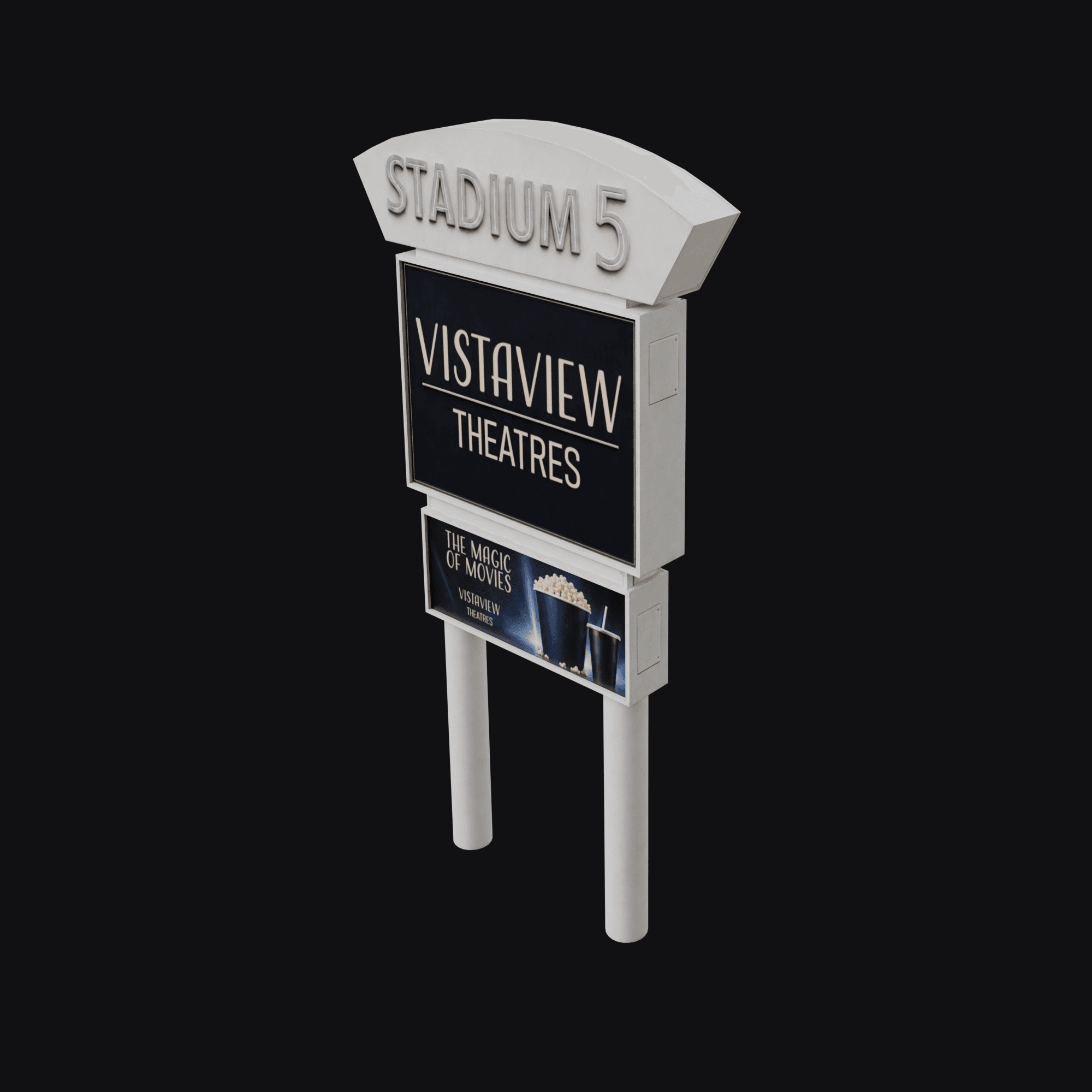 Theatre Sign, free Blender 3D model render