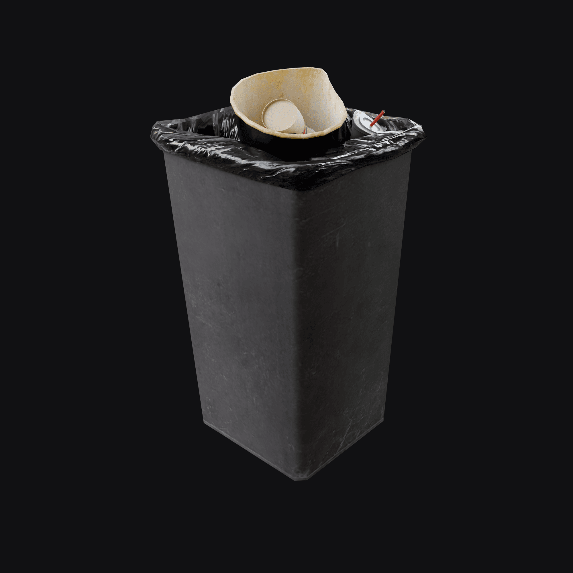 Trash Bin, free Blender 3D model render