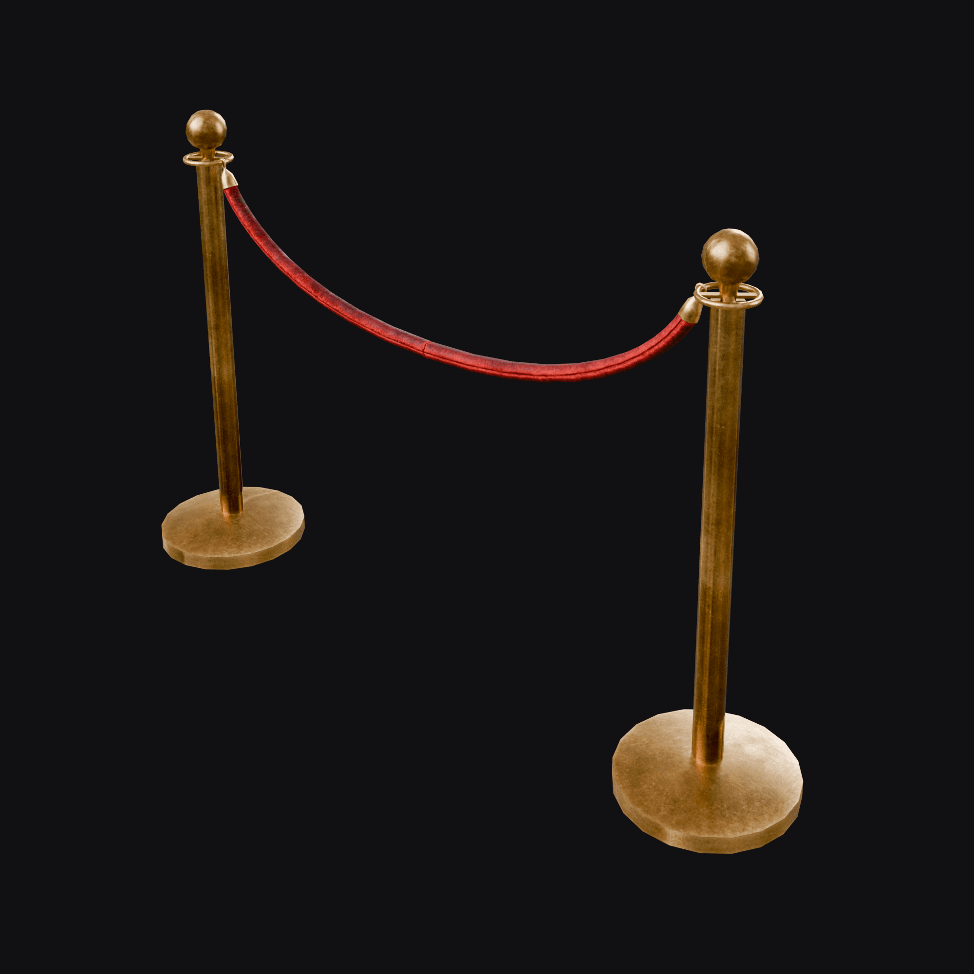 Velvet Rope Barrier, free Blender 3D model render