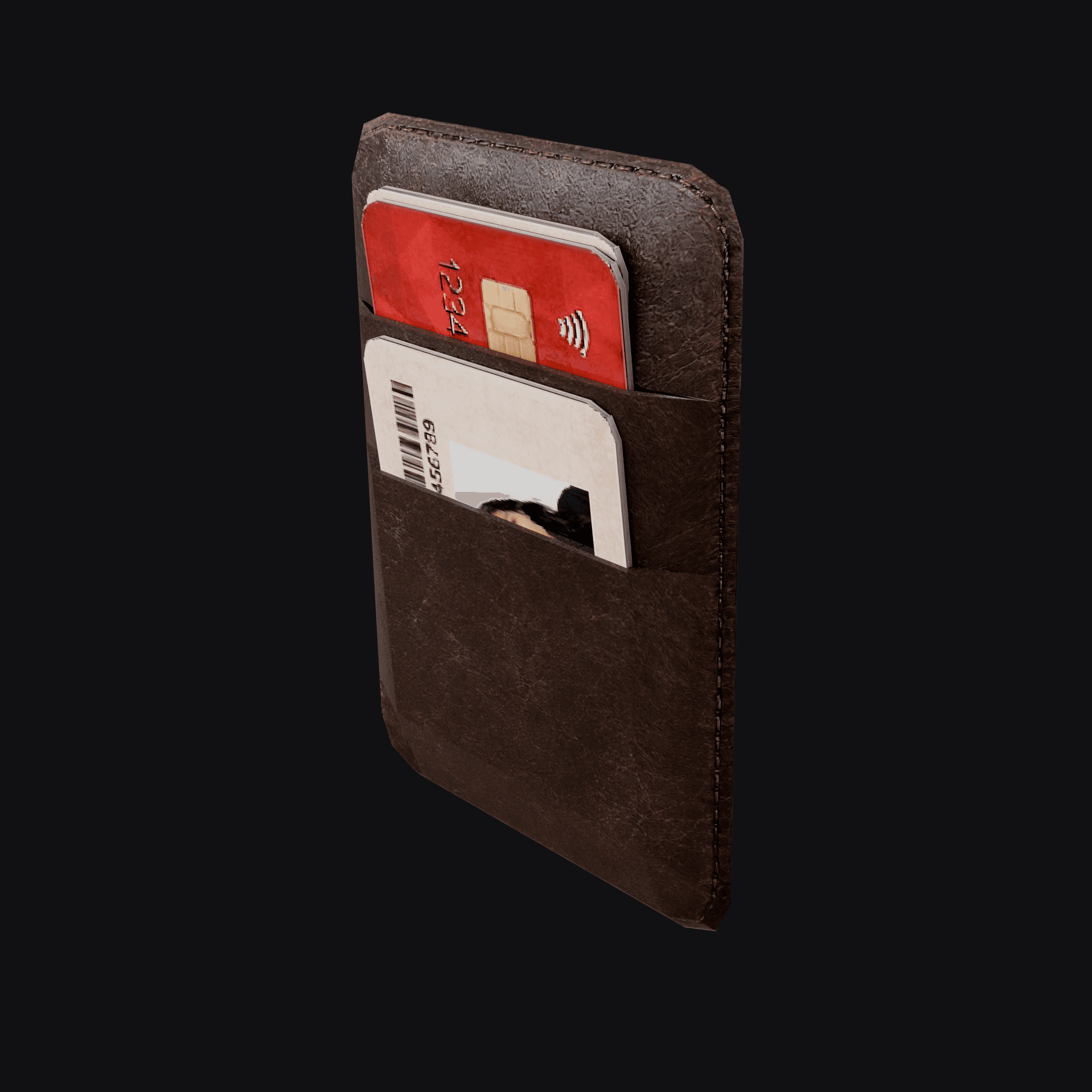 Wallet, free Blender 3D model render