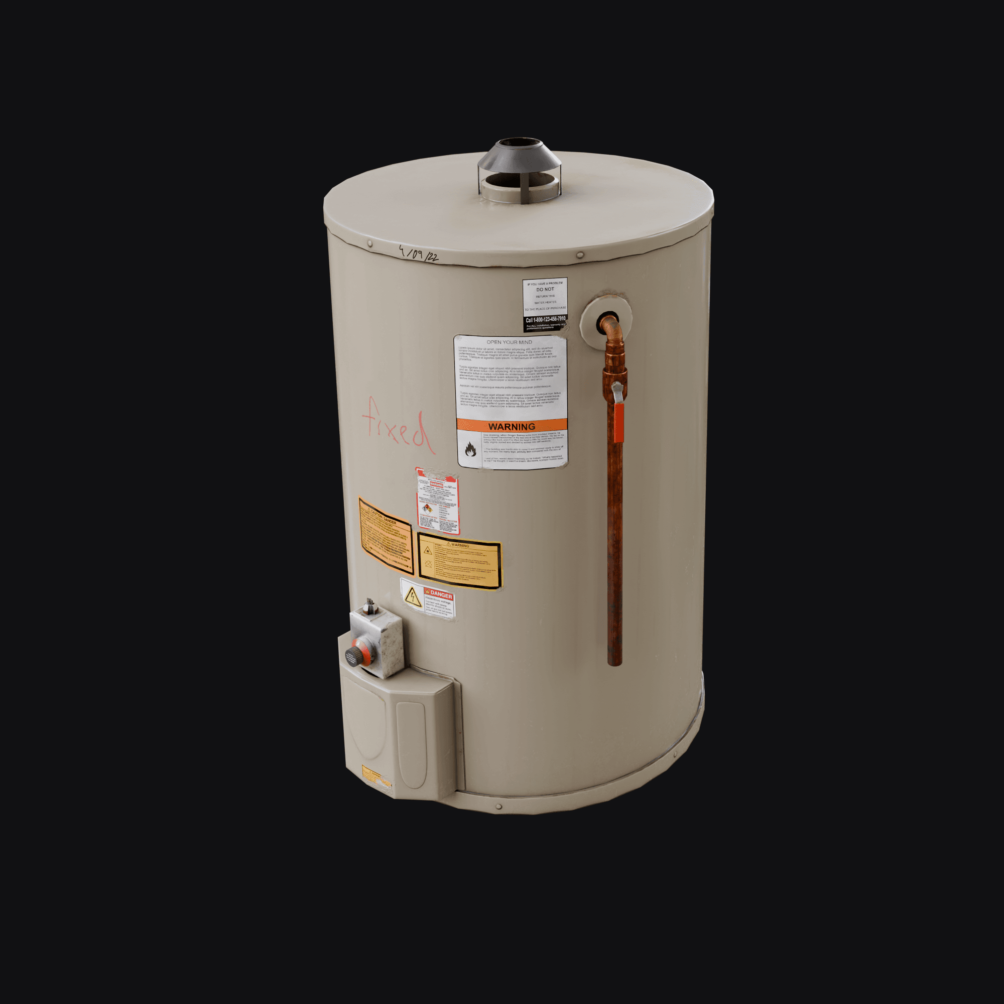 Water Heater, free Blender 3D model render