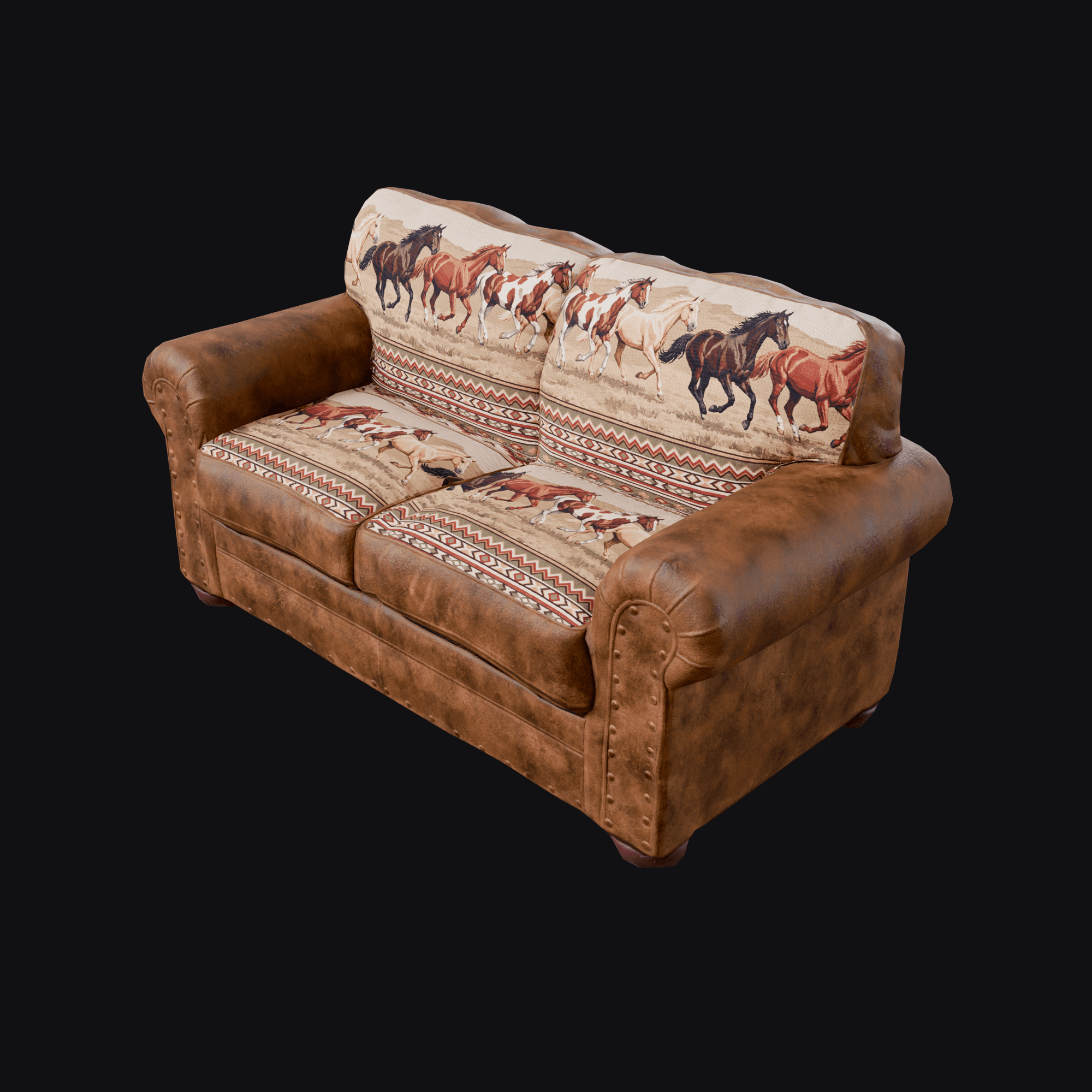 Western Horse Print Loveseat