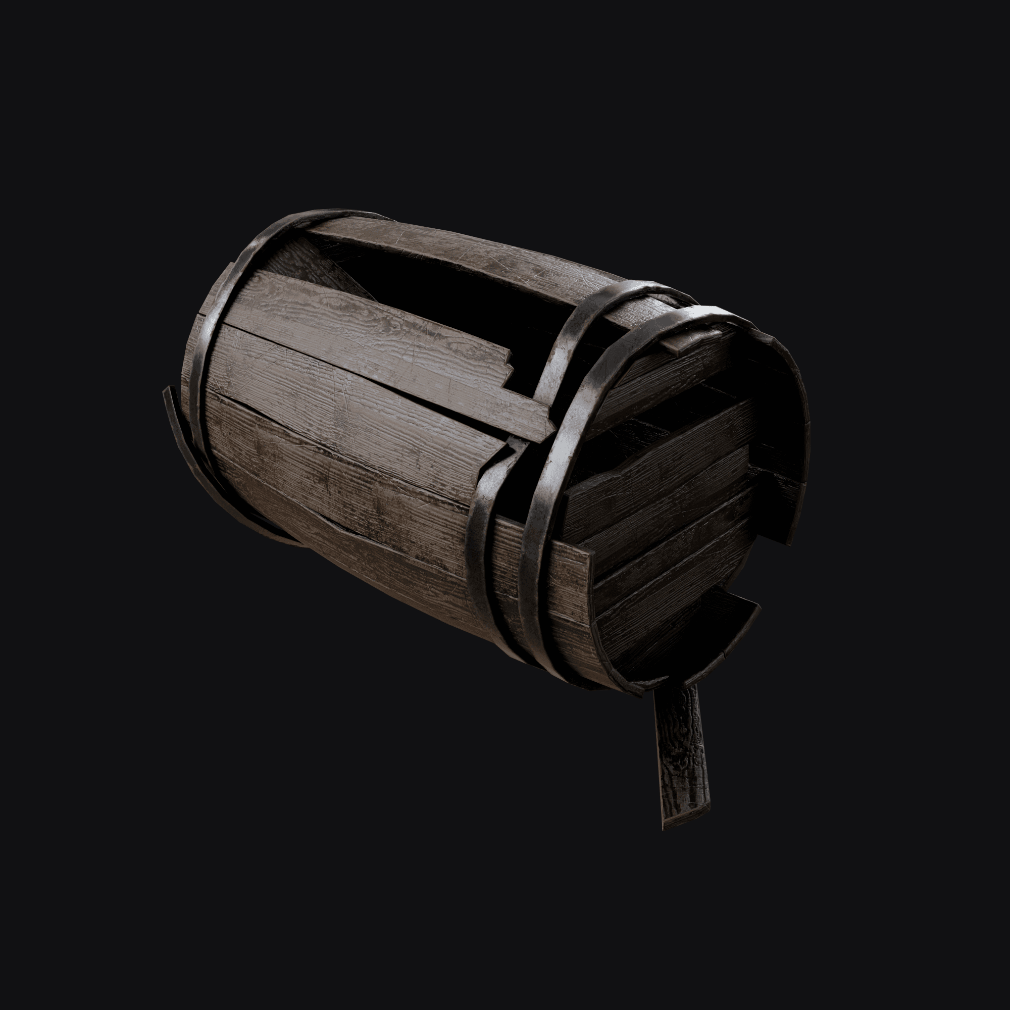 Wood Barrel B, free Blender 3D model render