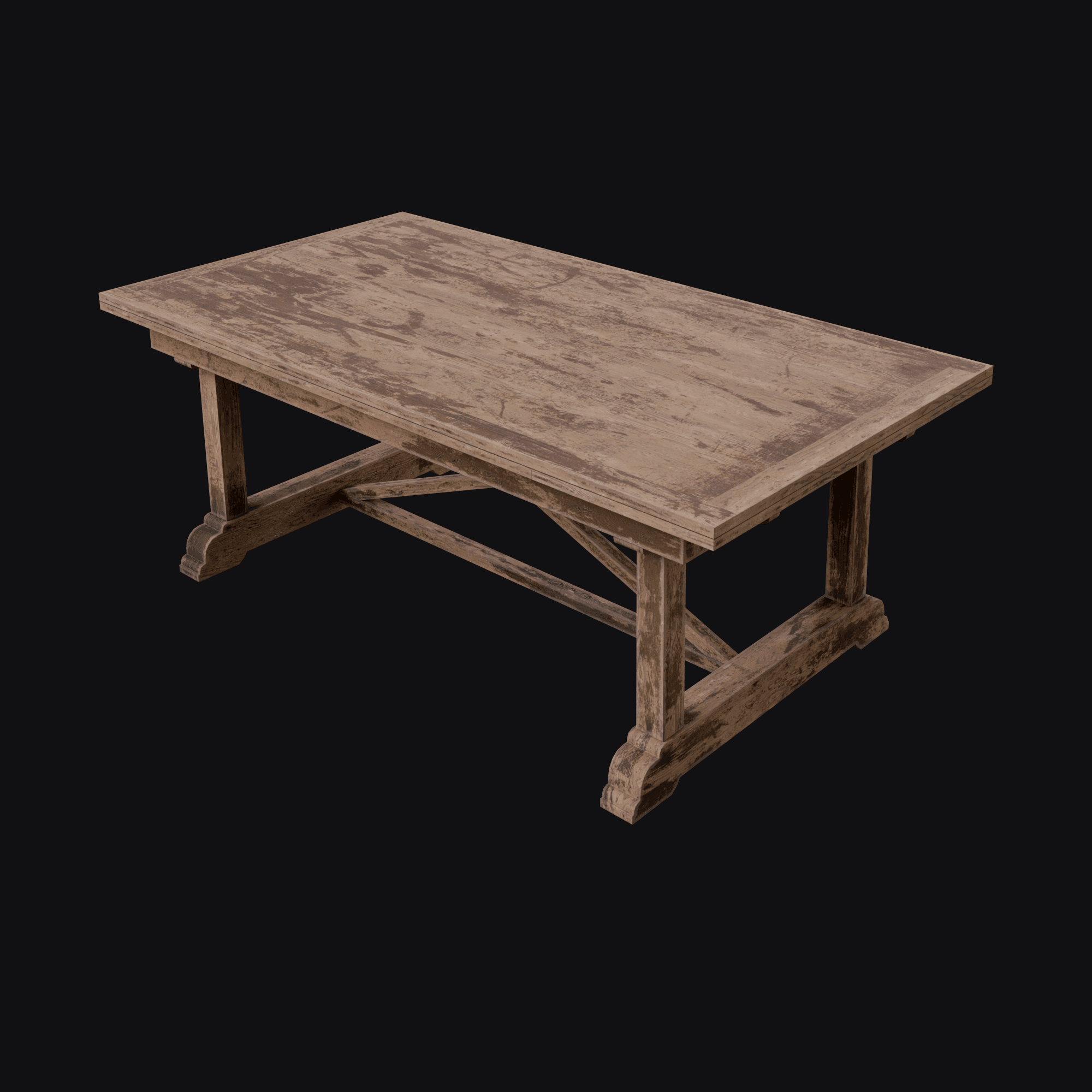 Wooden Dining Table, free Blender 3D model render