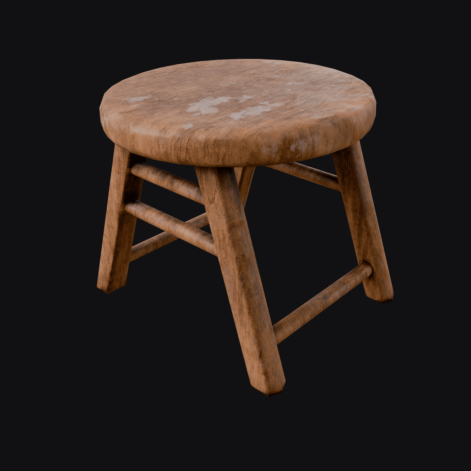 Wooden Stool, free Blender 3D model render