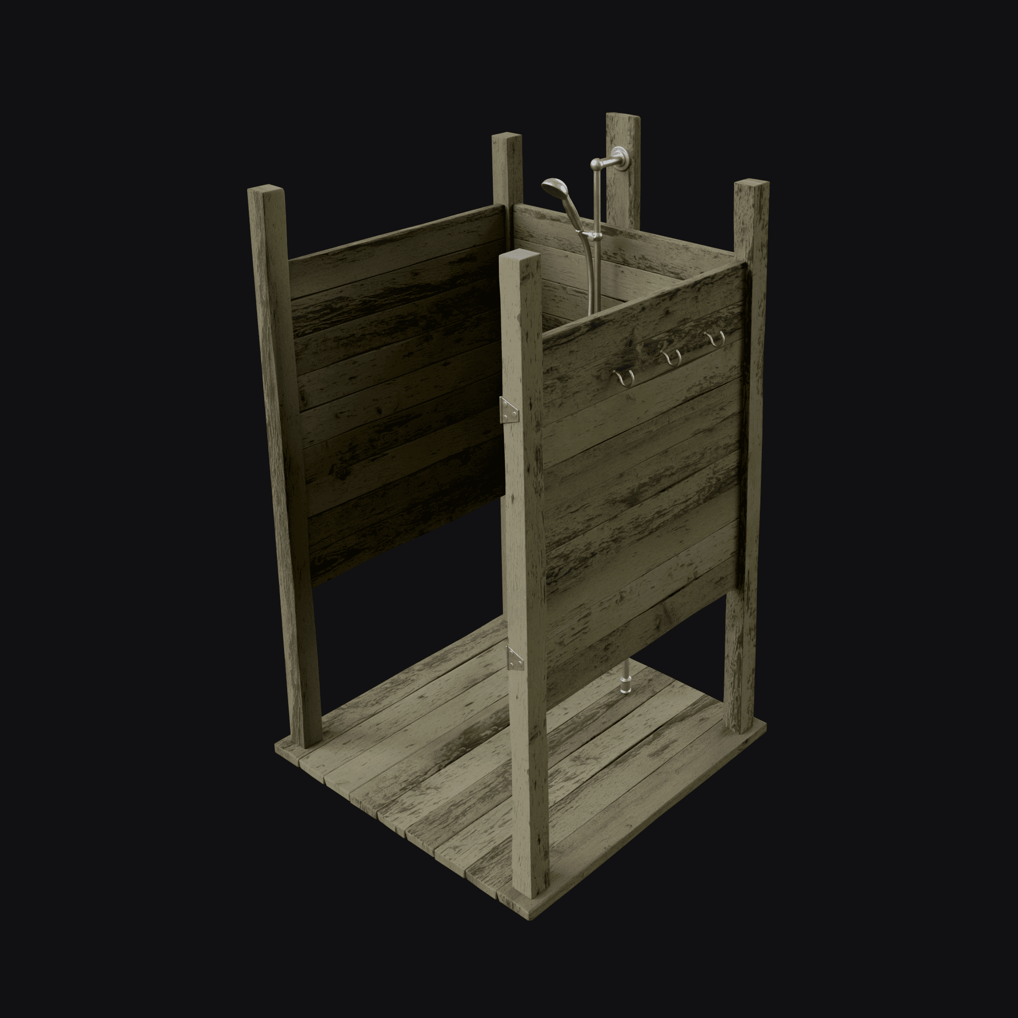 Wood Shower, free Blender 3D model render