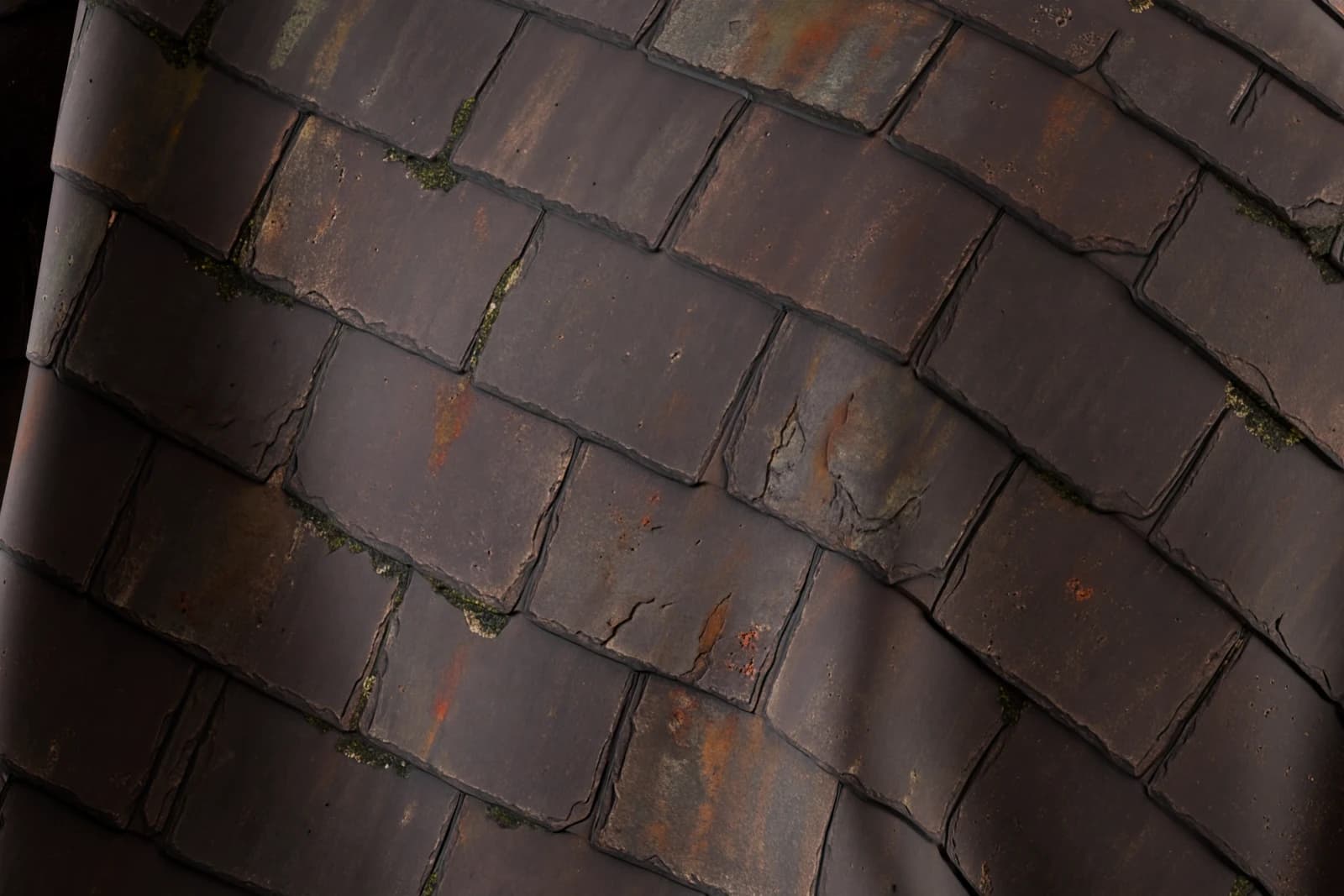 Aged dark brown roof tiles 01 render 2 of 5
