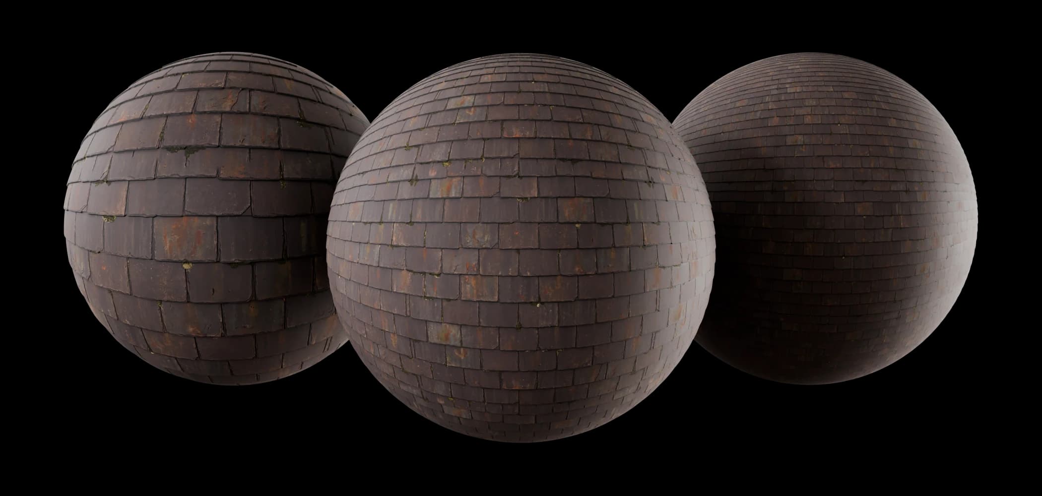 Aged dark brown roof tiles 01 render 1 of 5