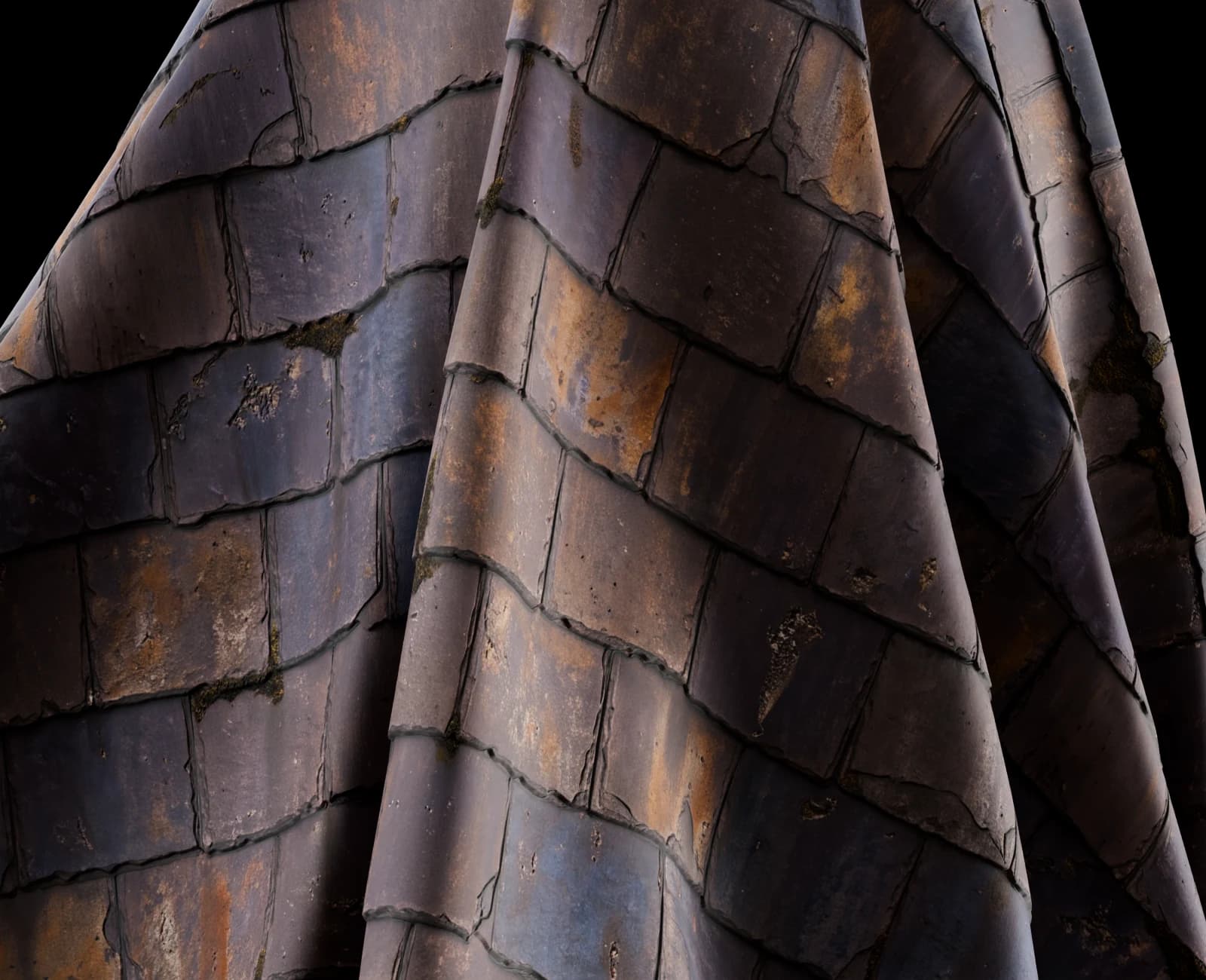Aged dark brown roof tiles 02 render 5 of 5