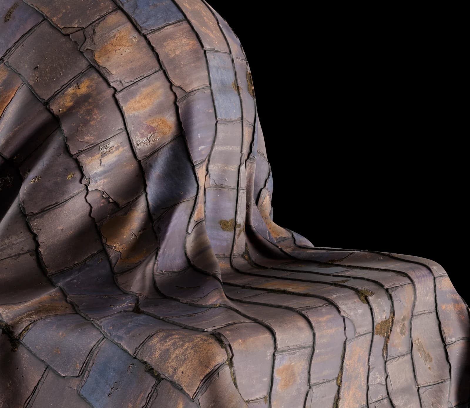 Aged dark brown roof tiles 02 render 3 of 5