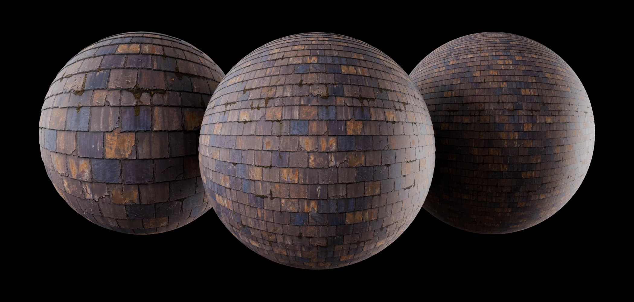 Aged dark brown roof tiles 02 render 1 of 5