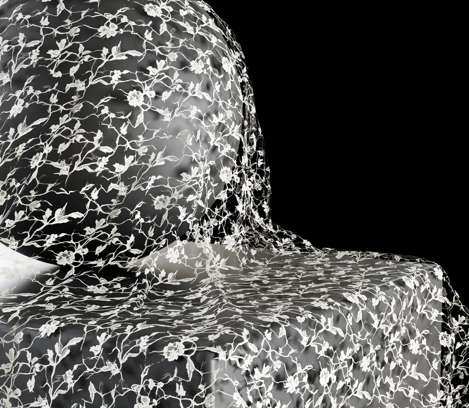 Aged floral lace curtain 01 render 3 of 5
