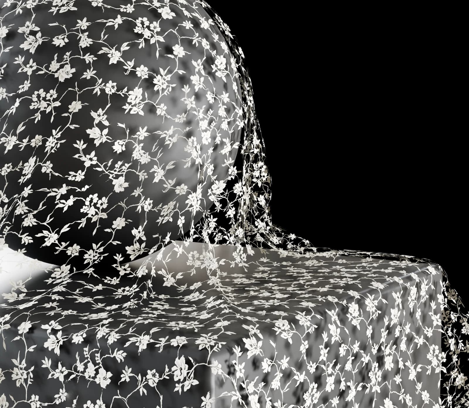 Aged floral lace curtain 02 render 3 of 5