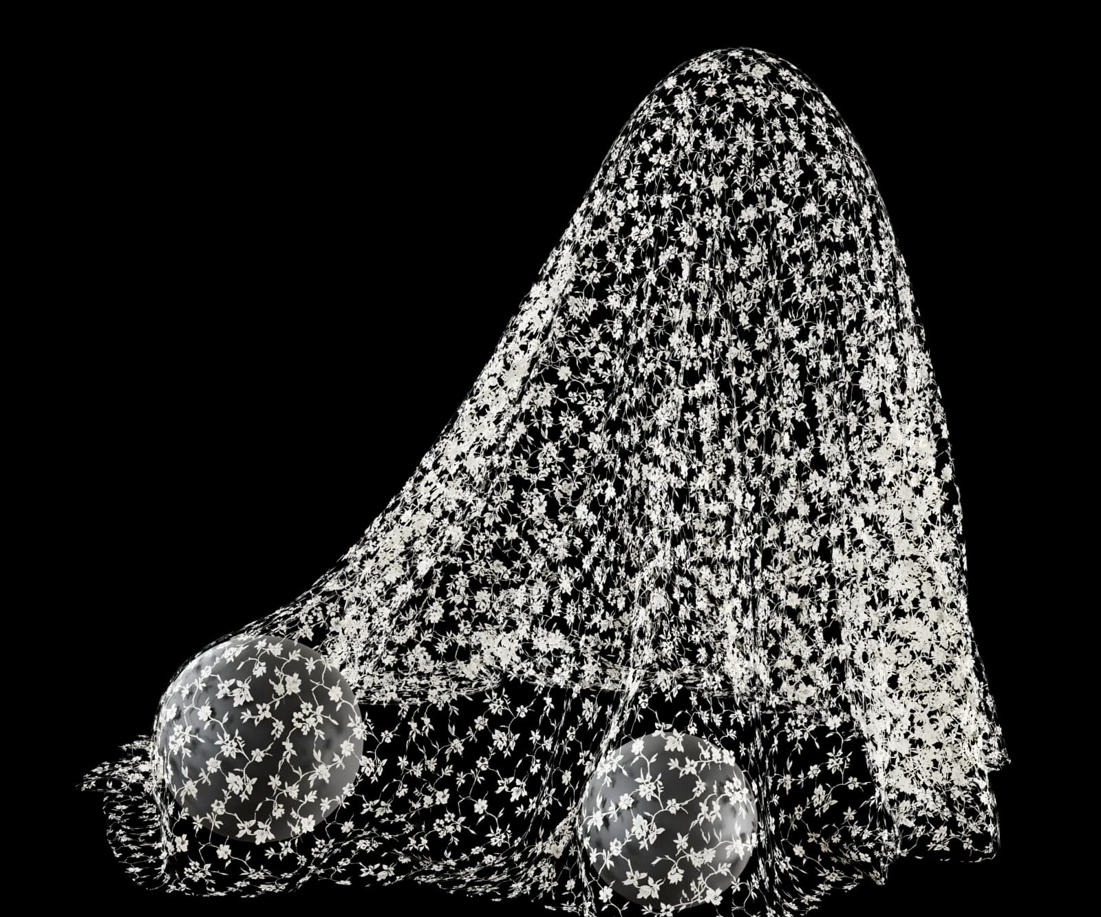Aged floral lace curtain 02 render 4 of 5