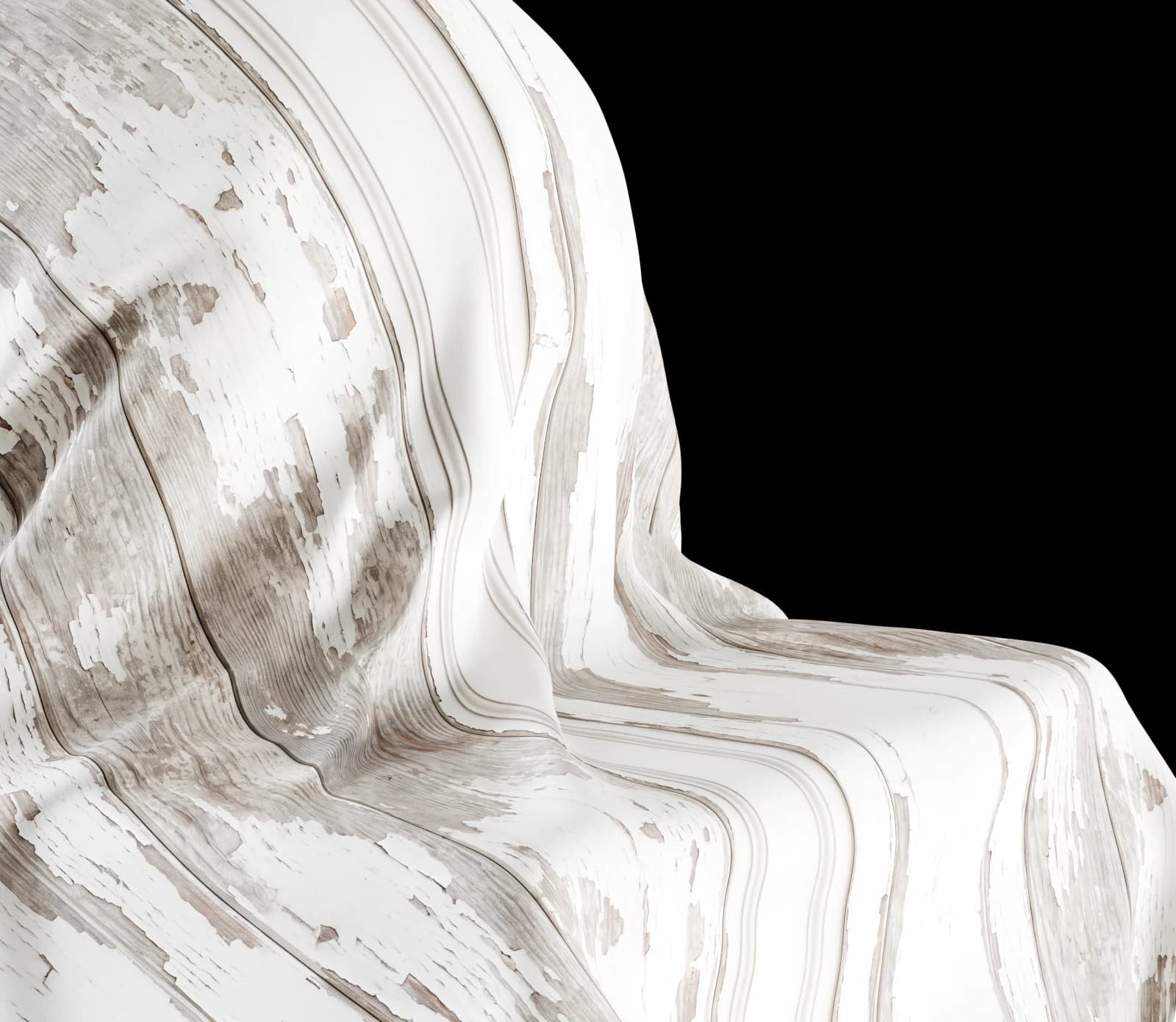 Chipped white-painted wood trim sheet 01 render 3 of 5