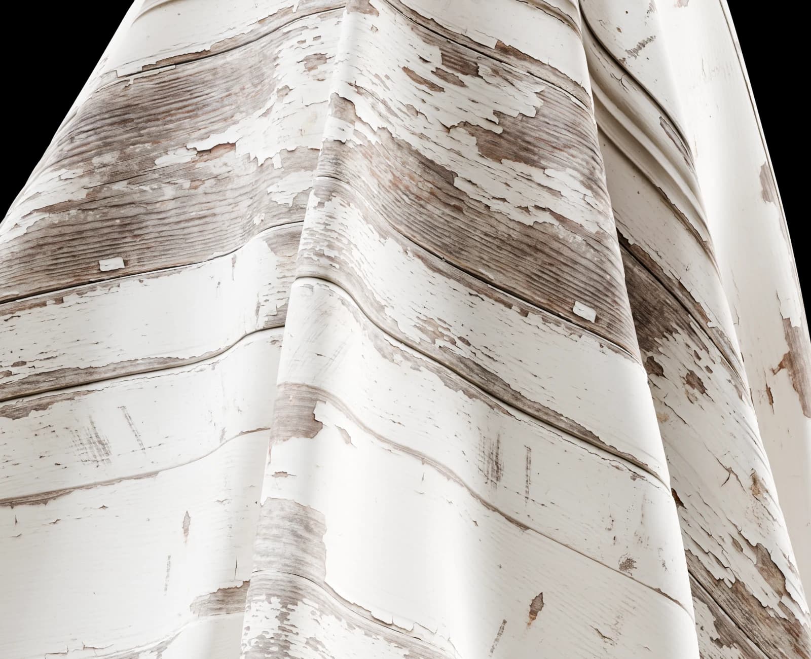 Chipped white-painted wood trim sheet 02 render 5 of 5