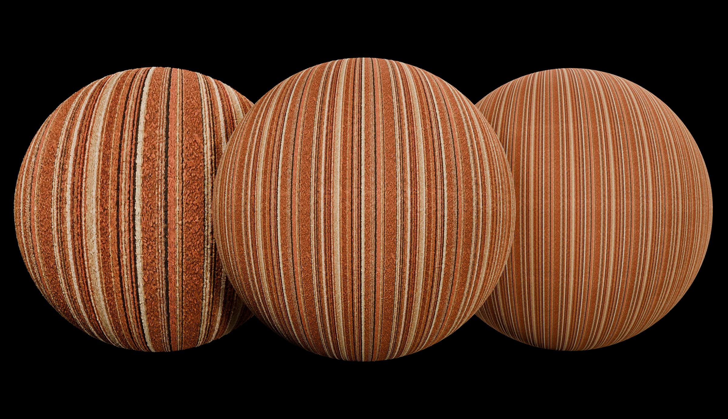 70s Striped Wool Upholstery Tiling Spheres