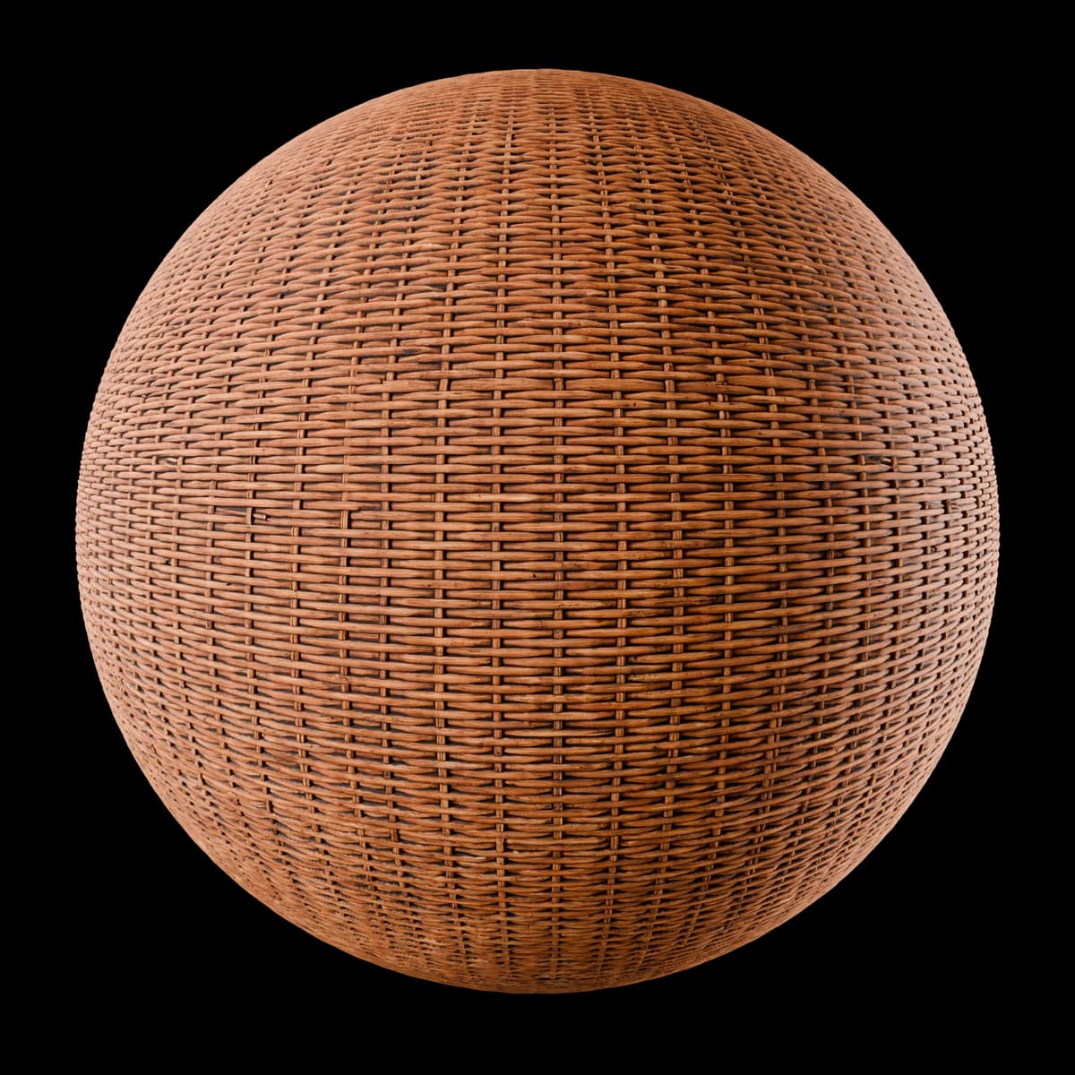 Aged natural wicker weave 01, seamless PBR texture render