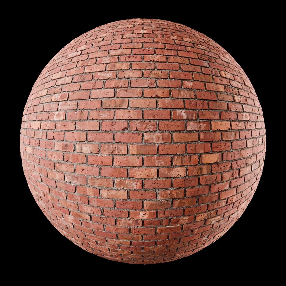 Aged red brick with pale mortar 01, texture render