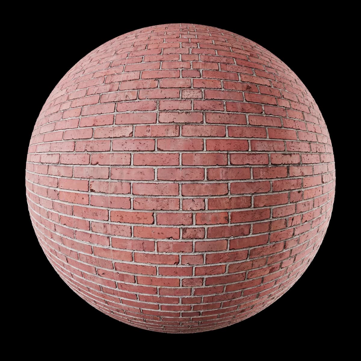 Aged red brick with pale mortar 02, texture render