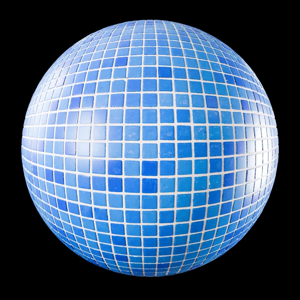 Cobalt blue bathroom mosaic 01, seamless PBR texture render