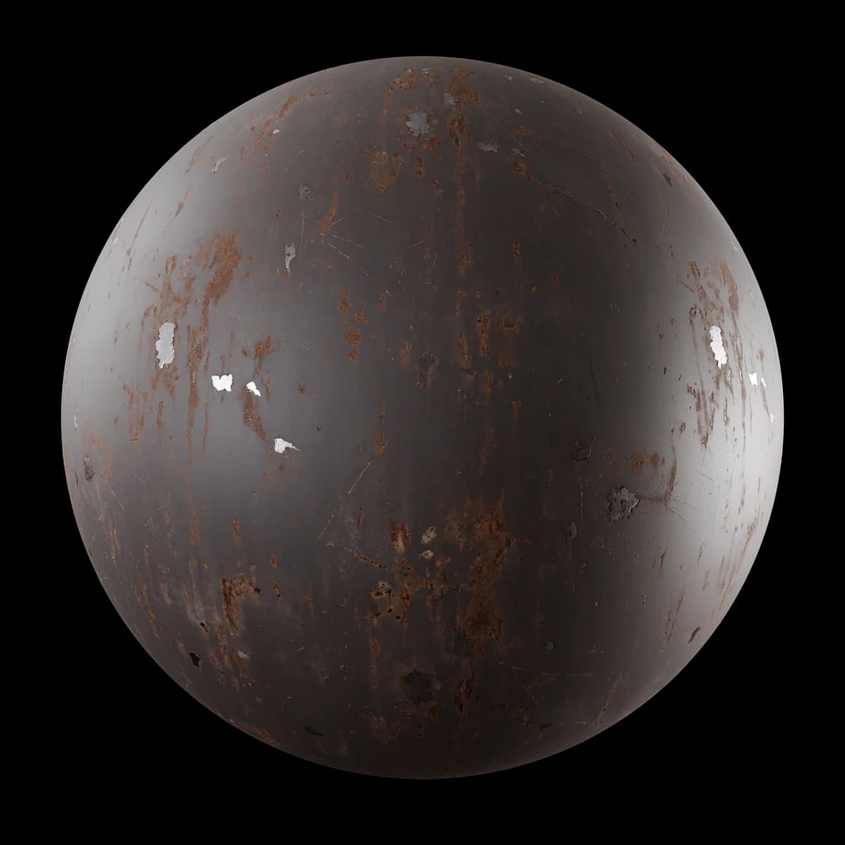 Dark oxidized metal fittings 01, seamless PBR texture render
