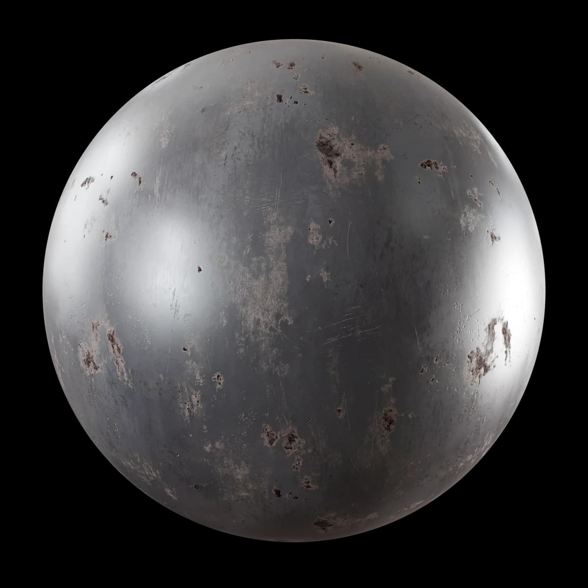 Dark weathered metal 01, seamless PBR texture render