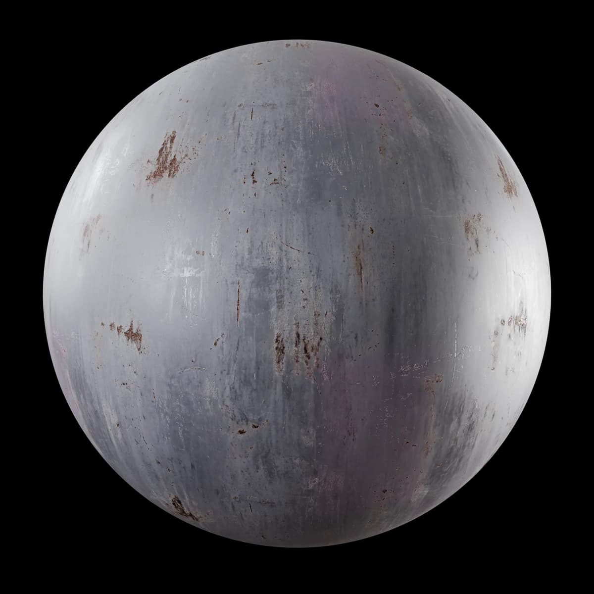 Dark weathered metal 02, seamless PBR texture render