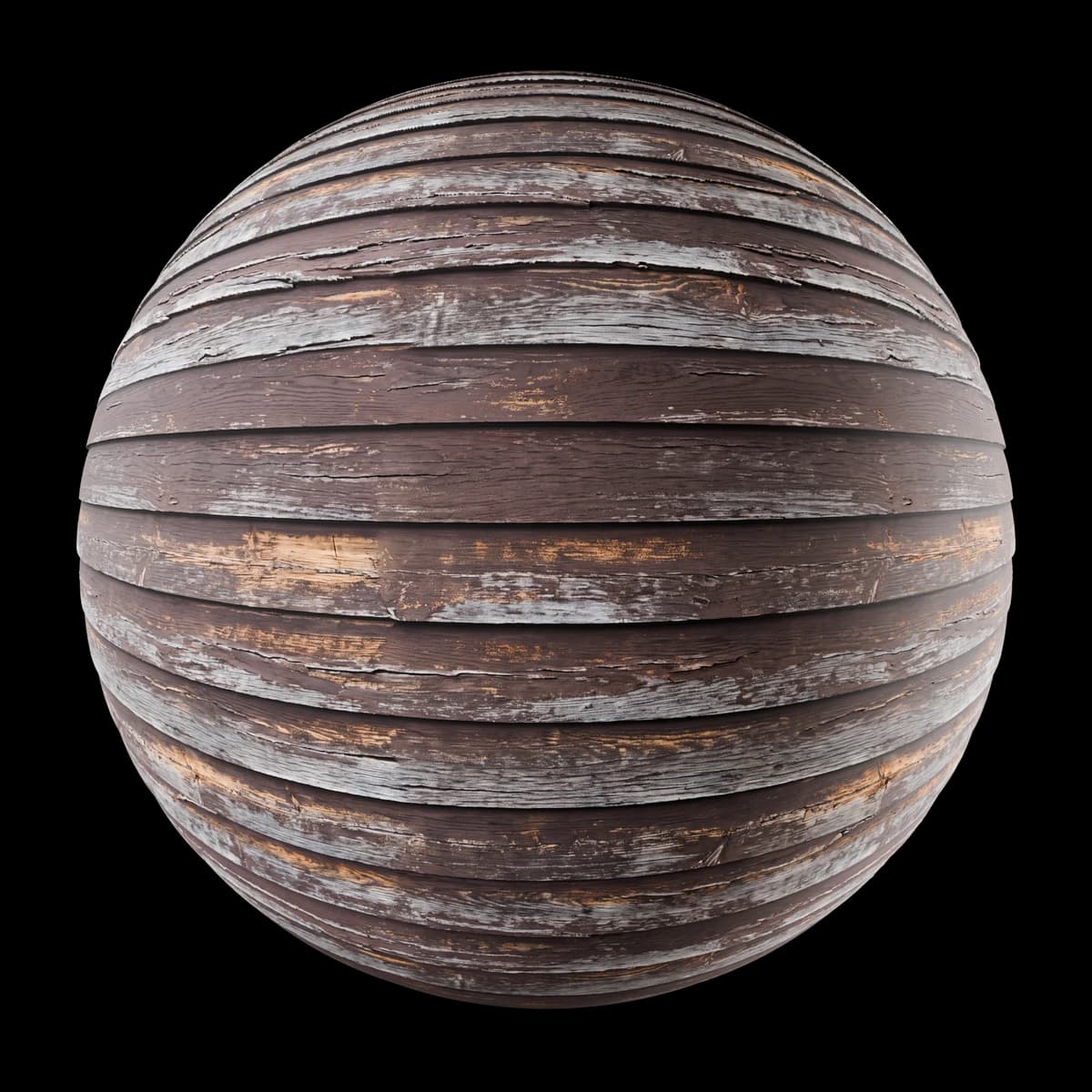 Dark weathered timber siding 02, seamless PBR texture render