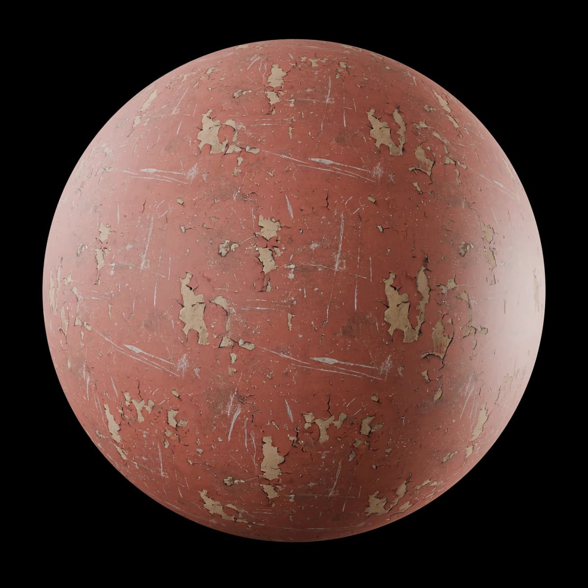 Faded dark-red door paint 02, seamless PBR texture render
