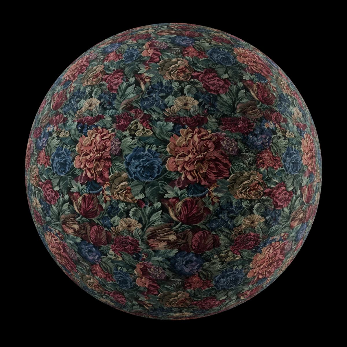Floral Tapestry Upholstery, seamless PBR texture render