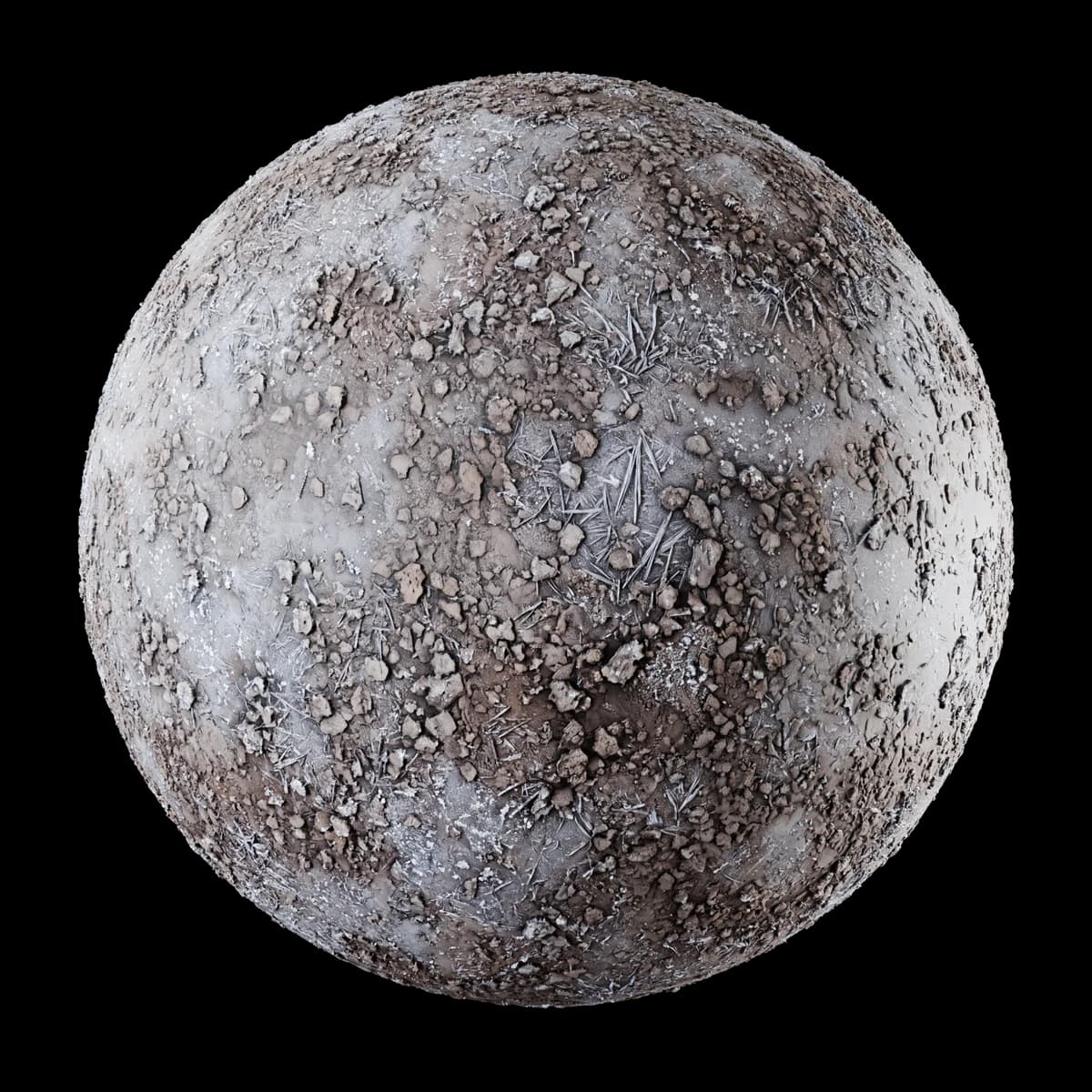 Frozen muddy ground 01, seamless PBR texture render