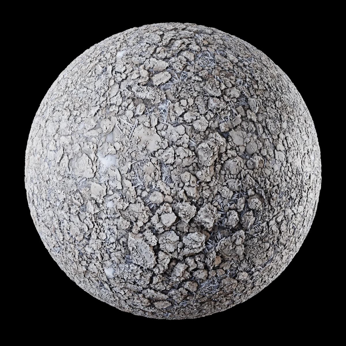 Frozen muddy ground 02, seamless PBR texture render