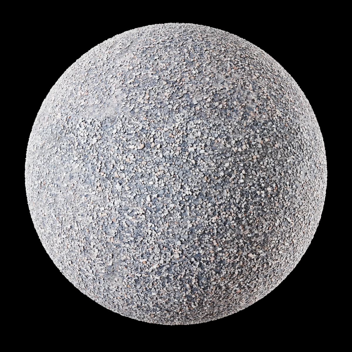 Grey crushed stone fines 01, seamless PBR texture render