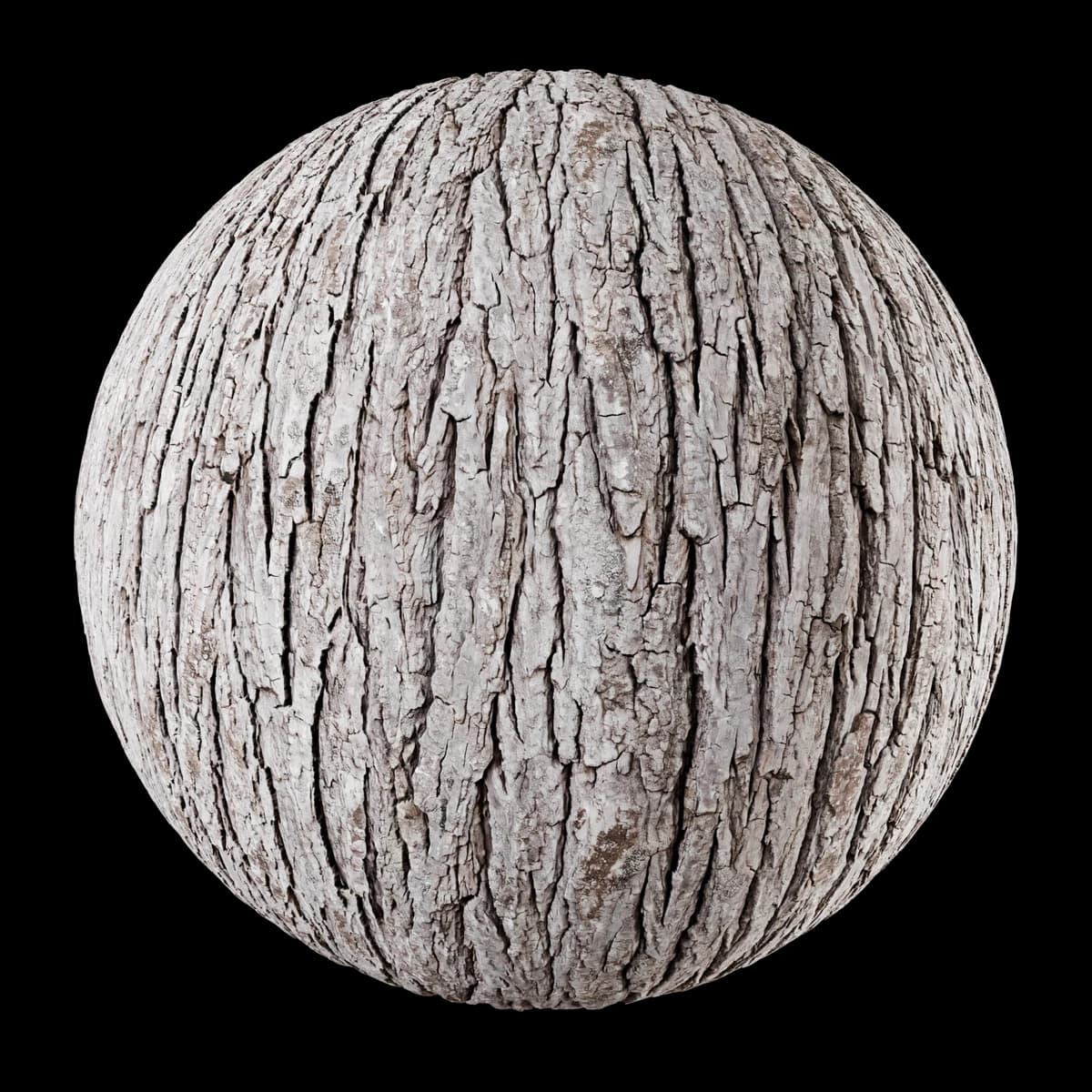 Grey lime tree bark 02, seamless PBR texture render