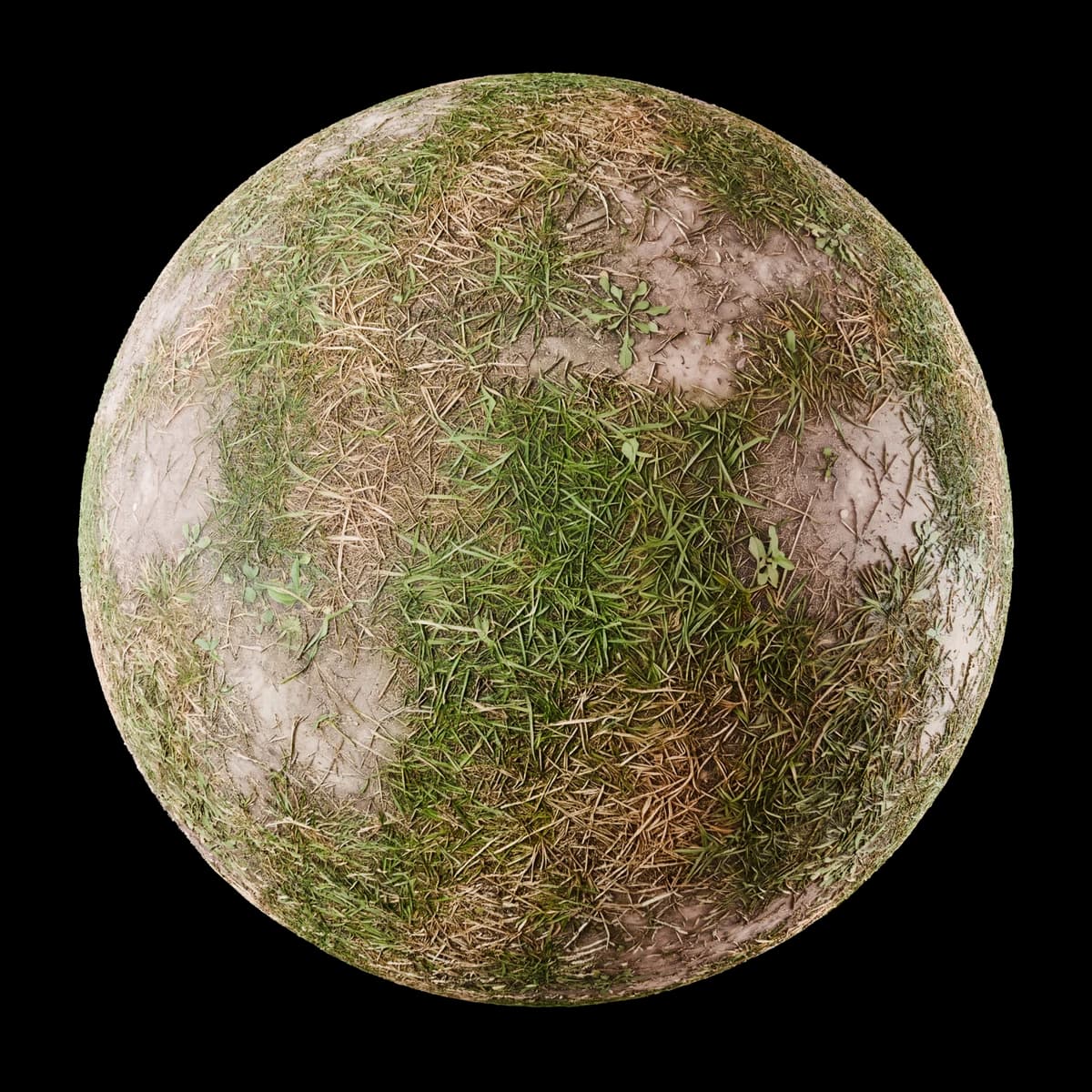 Patchy grass and earth 01, seamless PBR texture render