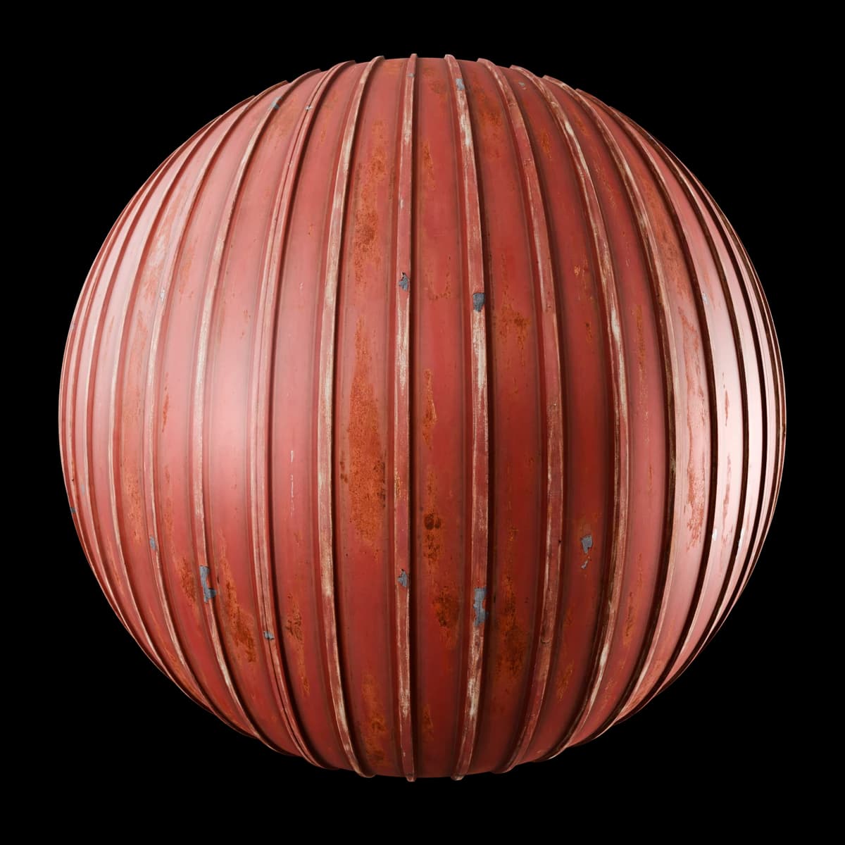 Rust-red corrugated roof 01, seamless PBR texture render