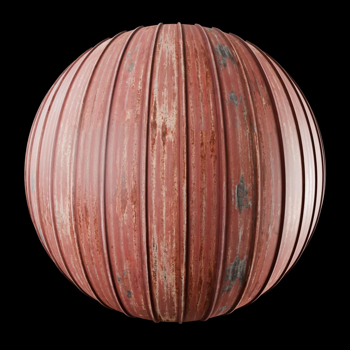 Rust-red corrugated roof 02, seamless PBR texture render