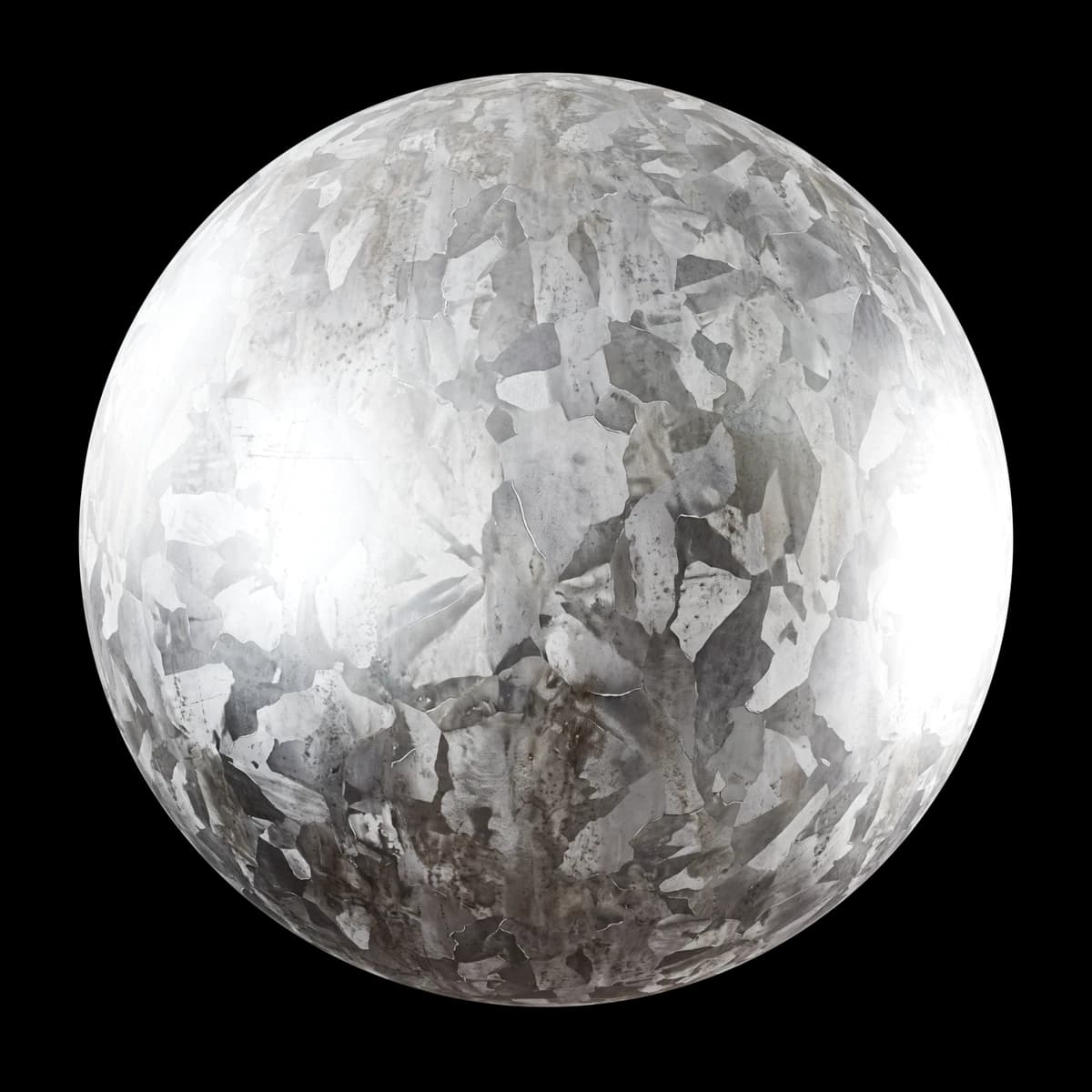 Spangled galvanized steel 02, seamless PBR texture render