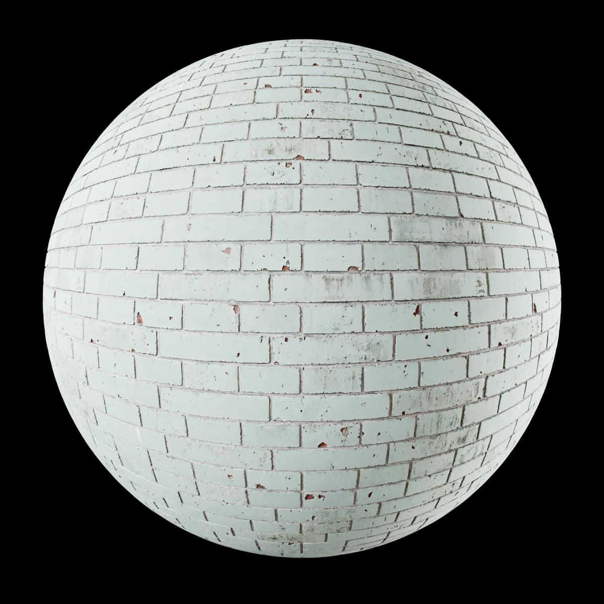 Weathered mint-green painted brickwork 01, texture render